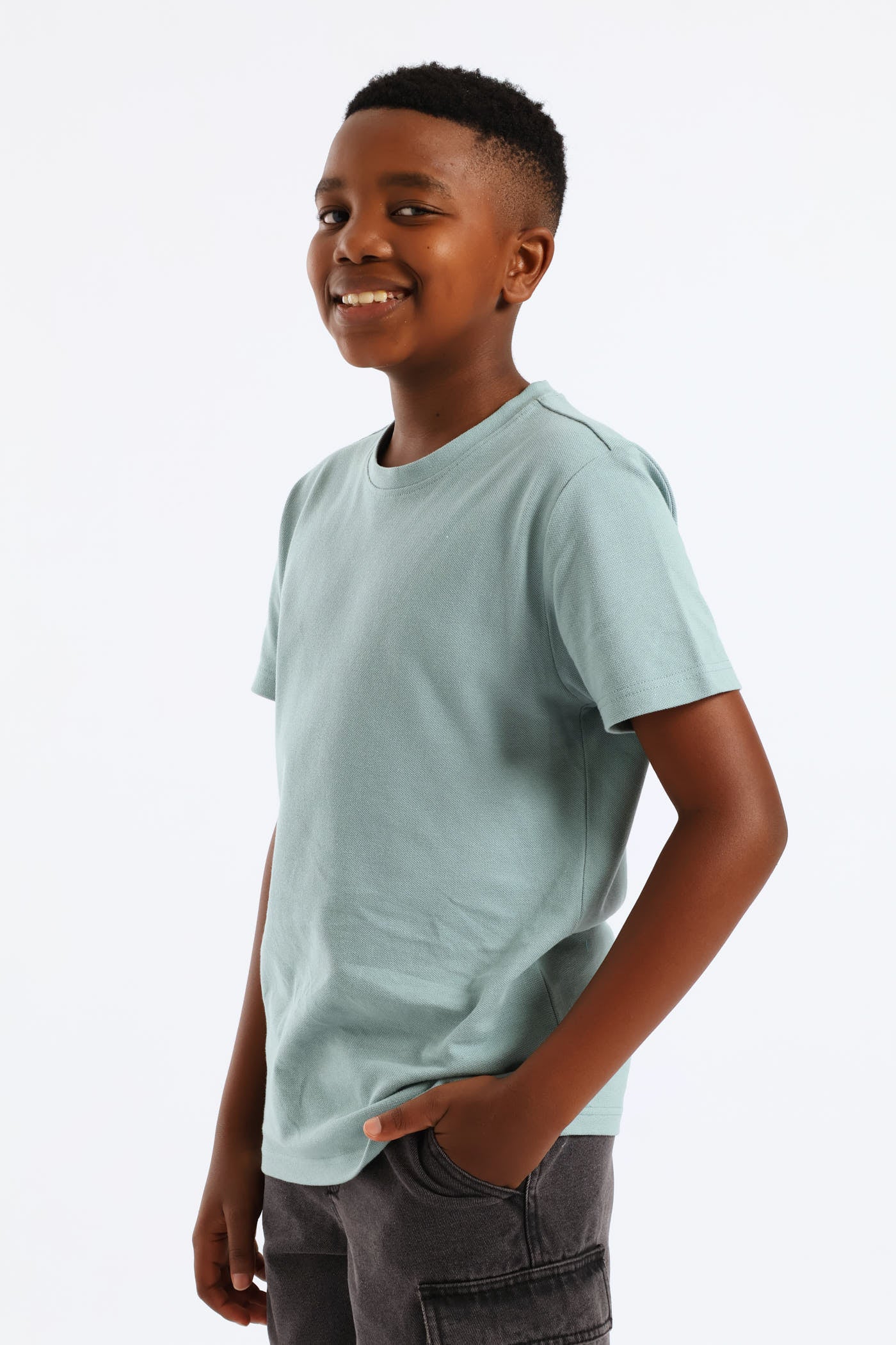 Boys Pique T-Shirt - Dusty Blue - Image 2