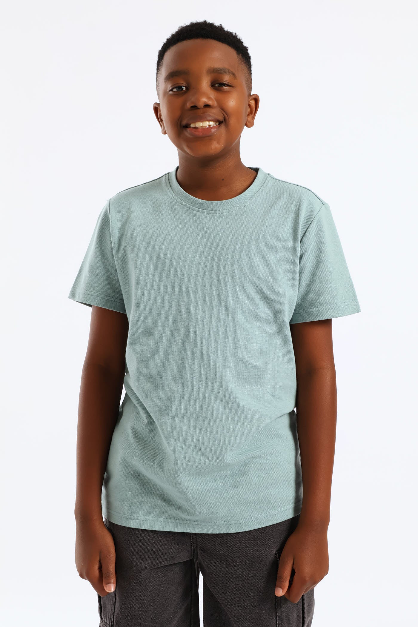 Boys Pique T-Shirt - Dusty Blue - Image 3