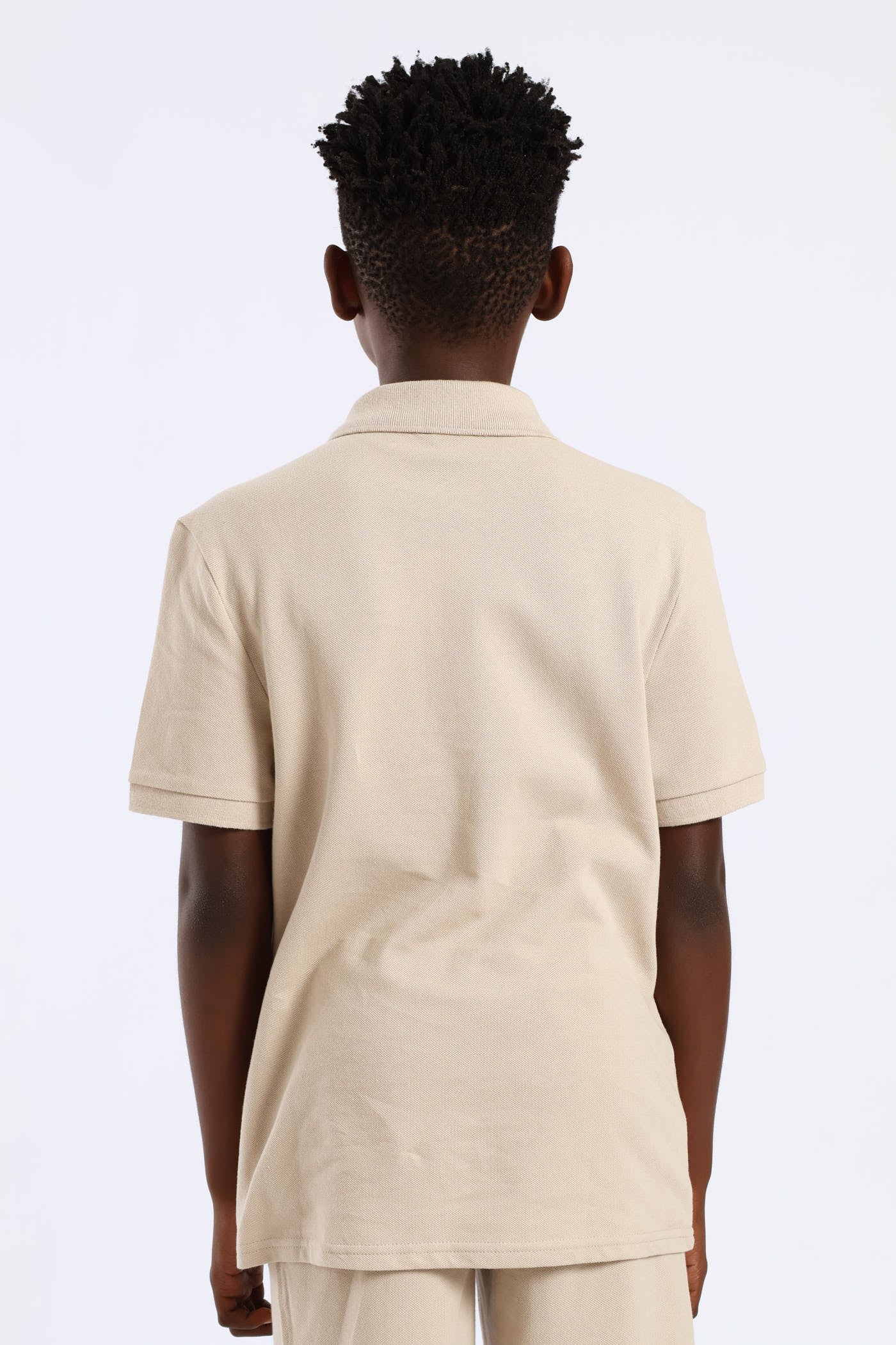 Boys Pique Zip Golfer - Stone - Image 4