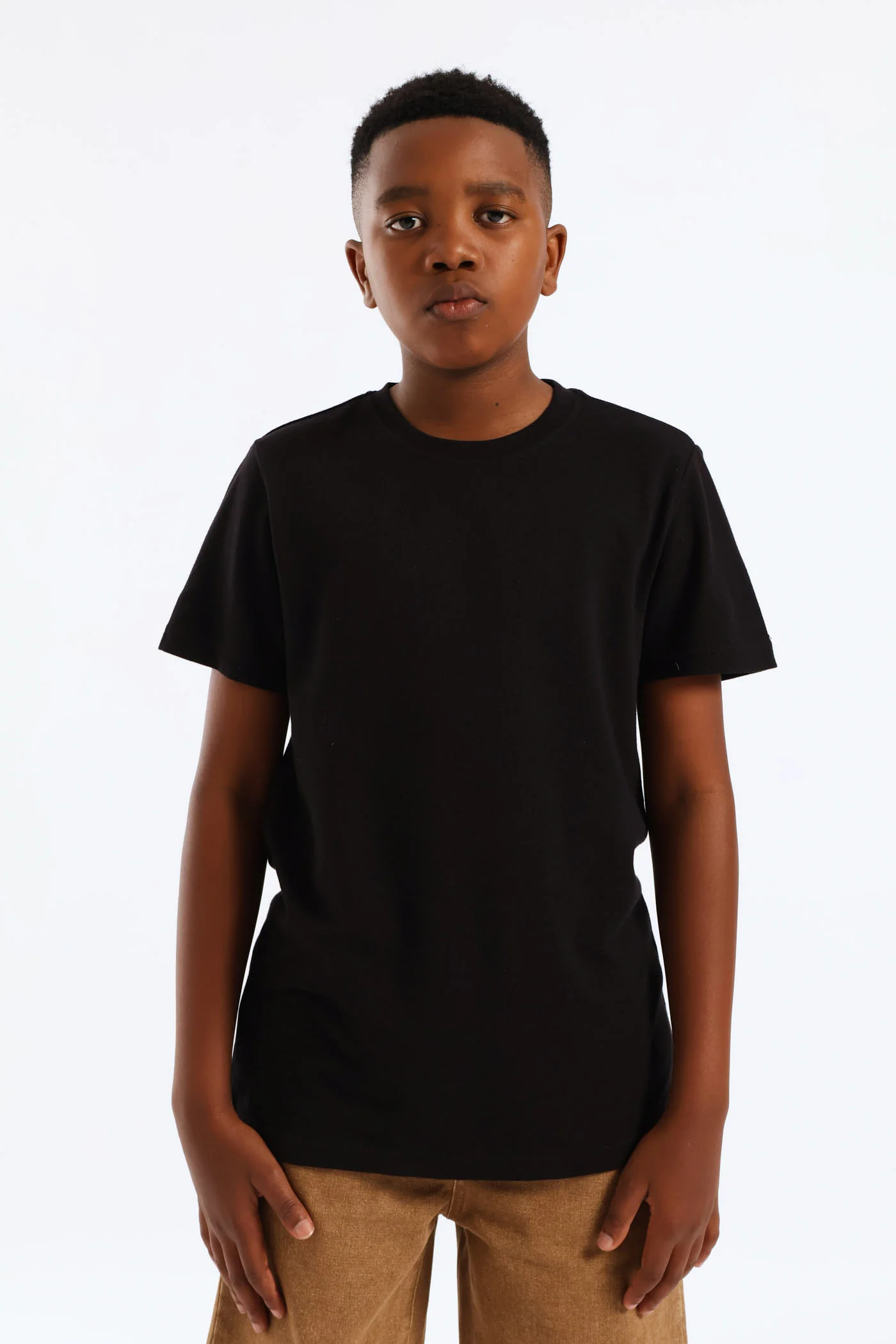 Boys Plain Basic Tee - Black - Image 2
