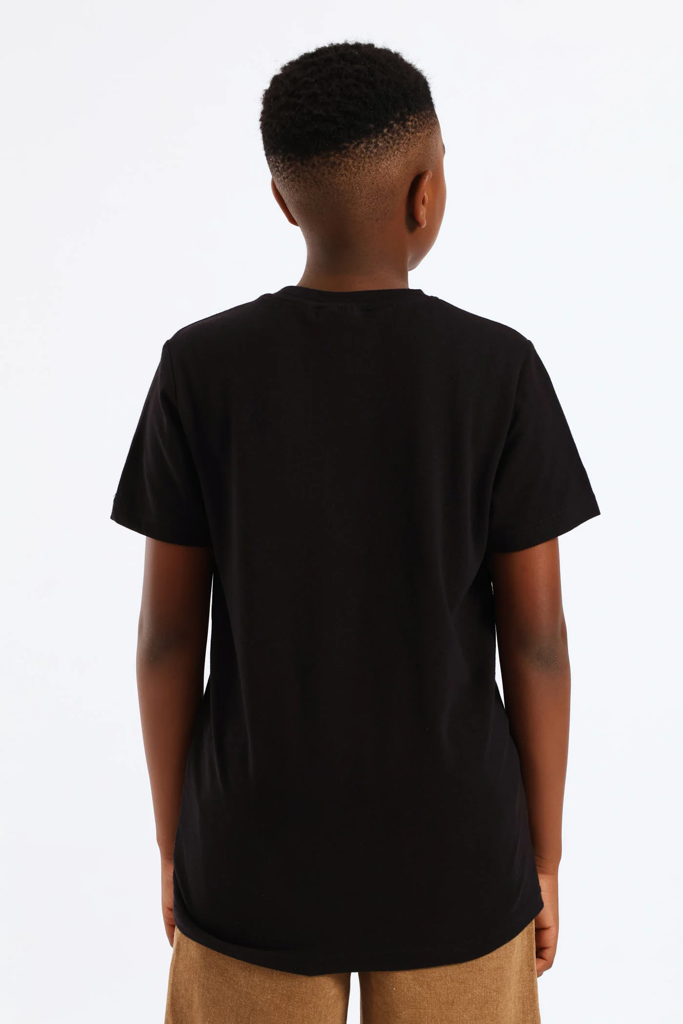Boys Plain Basic Tee - Black - Image 3