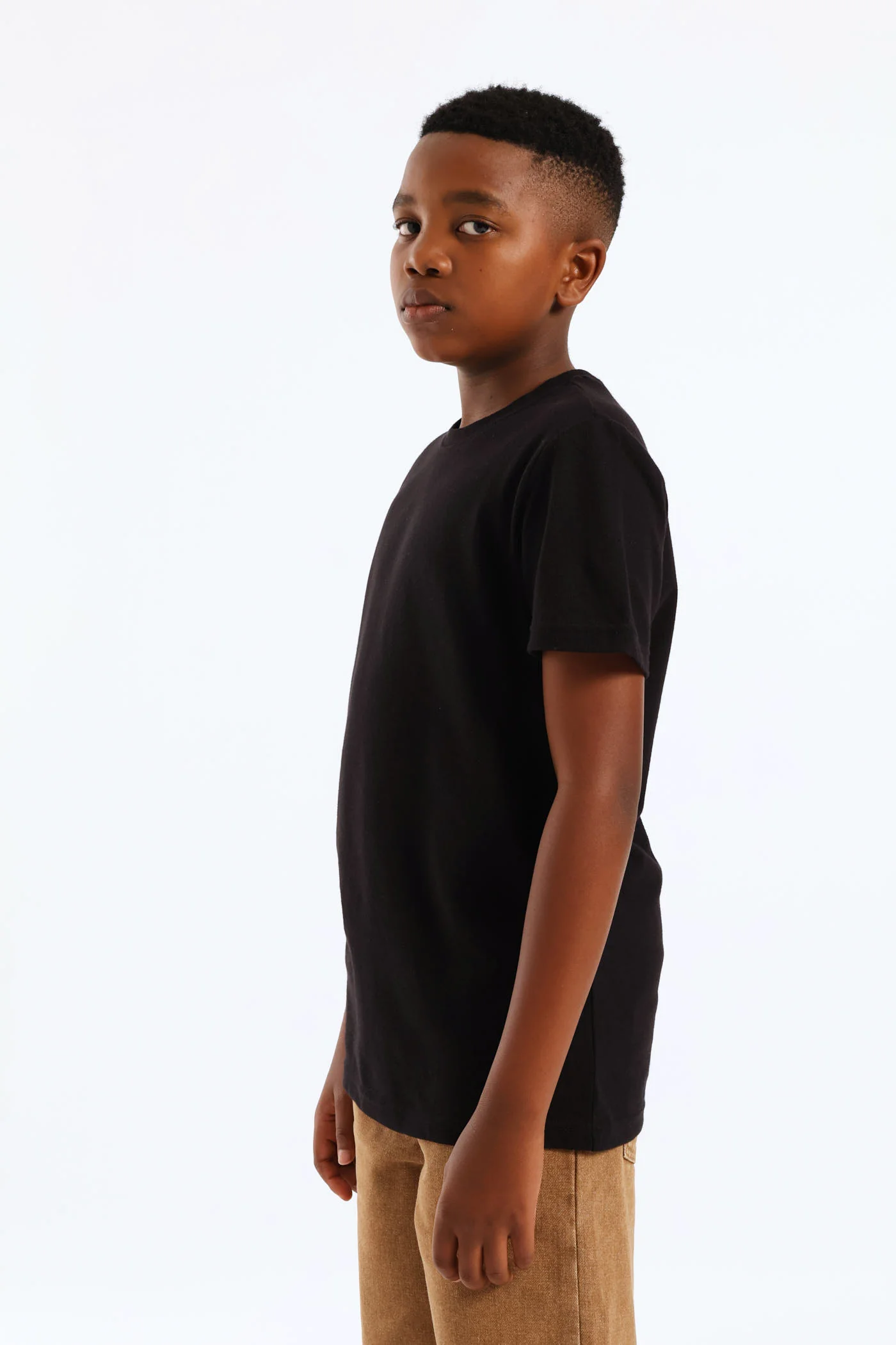 Boys Plain Basic Tee - Black - Image 4