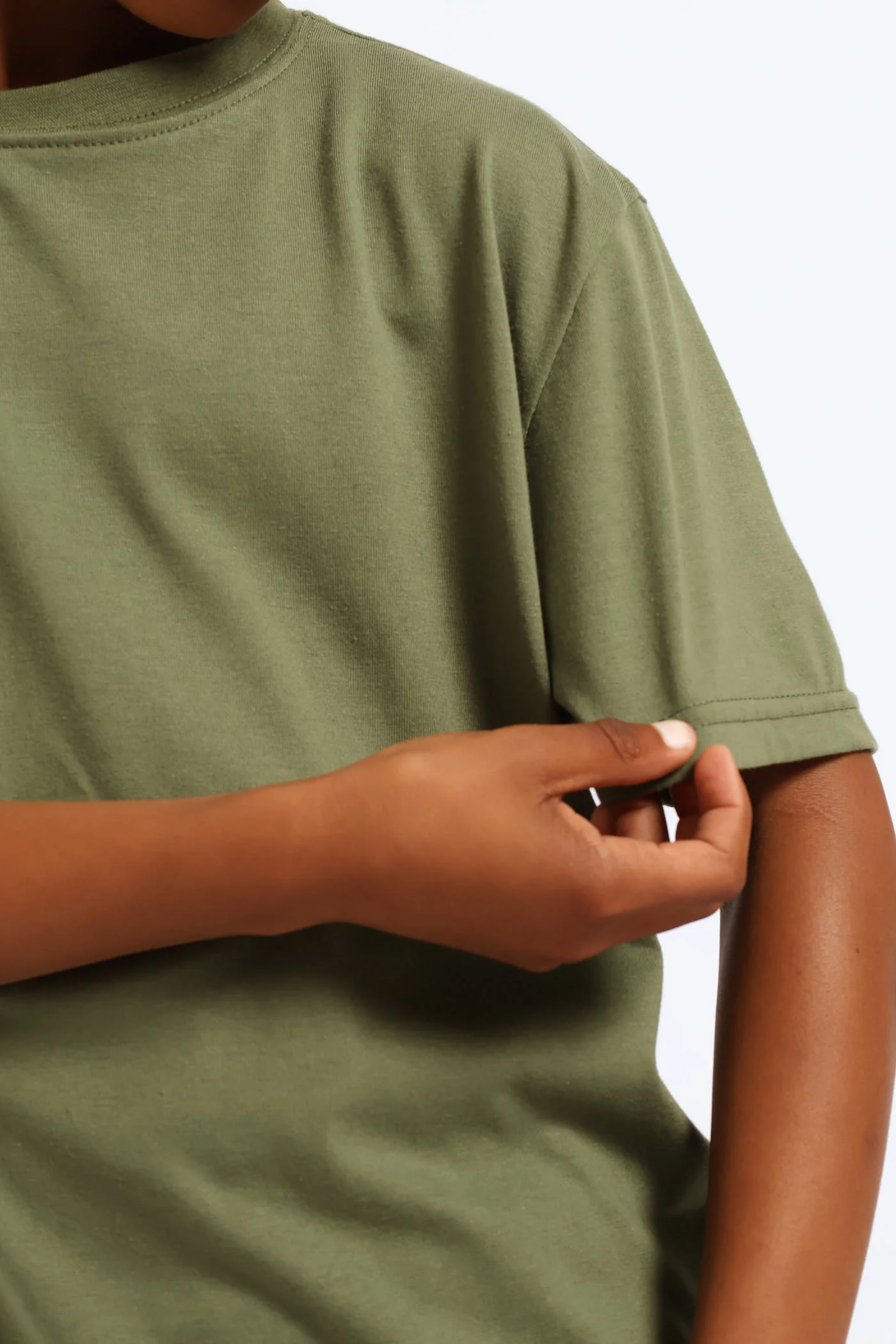 Boys Plain Basic Tee - Olive - Image 3