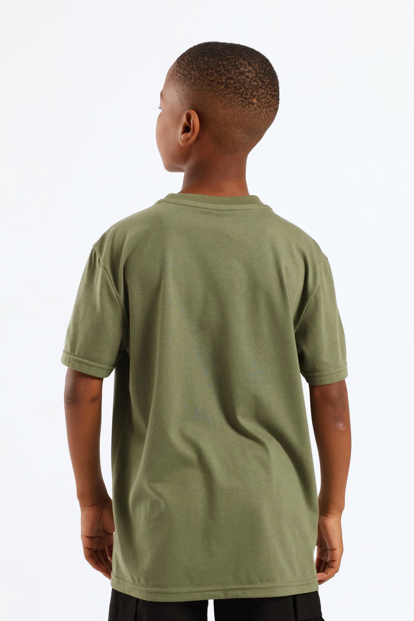 Boys Plain Basic Tee - Olive - Image 5
