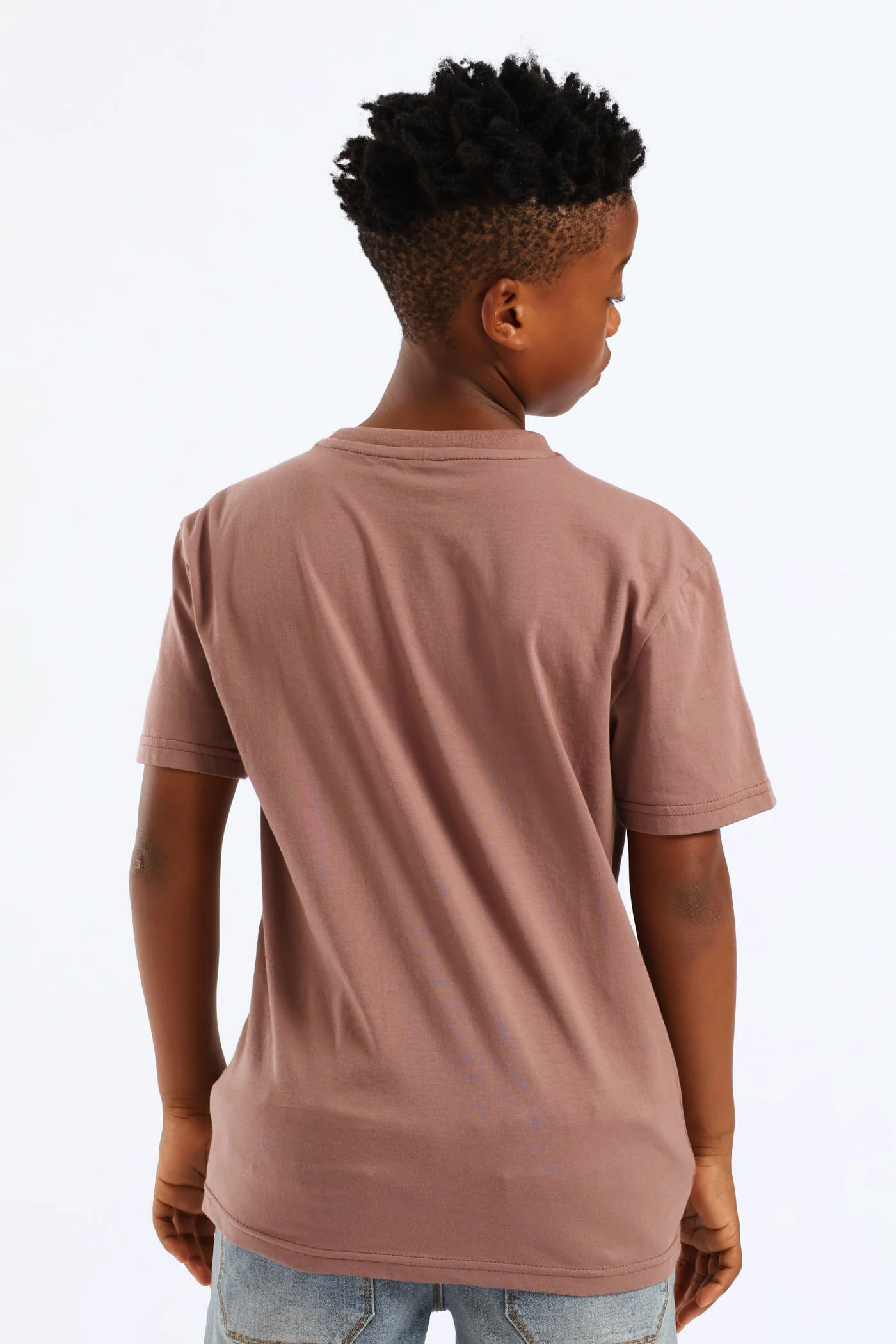Boys Plain Basic Tee - Taupe - Image 2