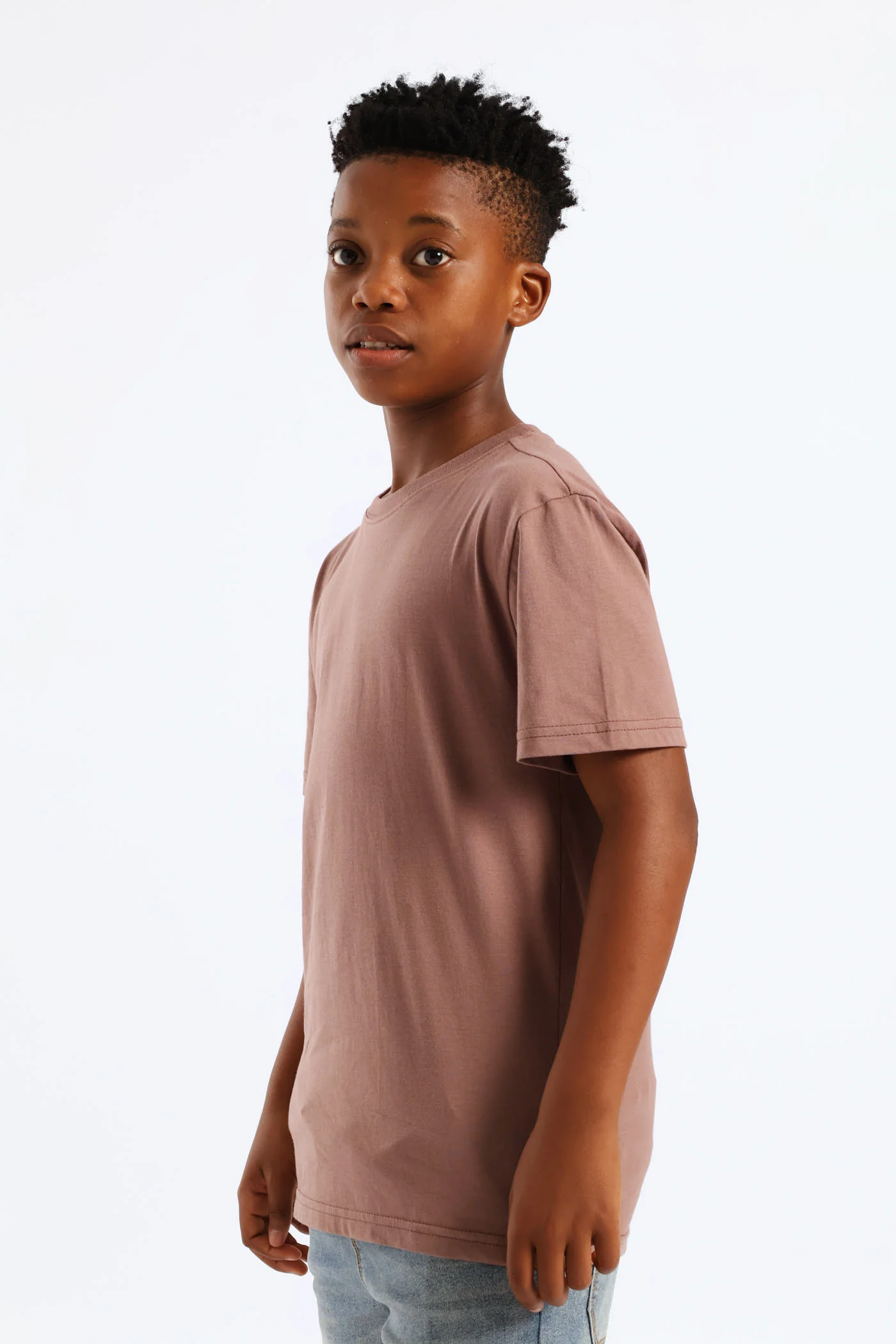 Boys Plain Basic Tee - Taupe - Image 3