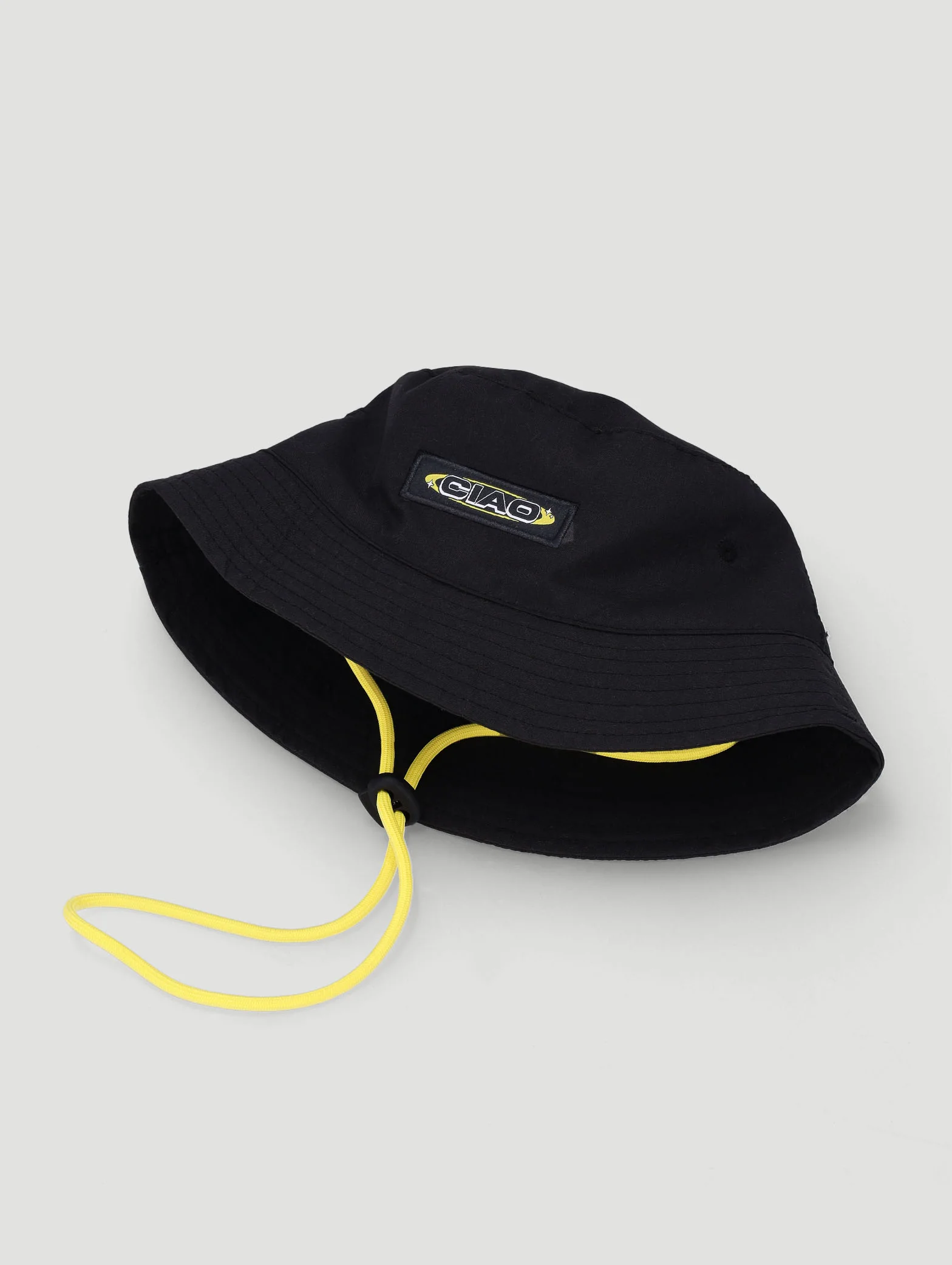 Boys Plain Bucket Hat  - Black/Yellow - Image 2