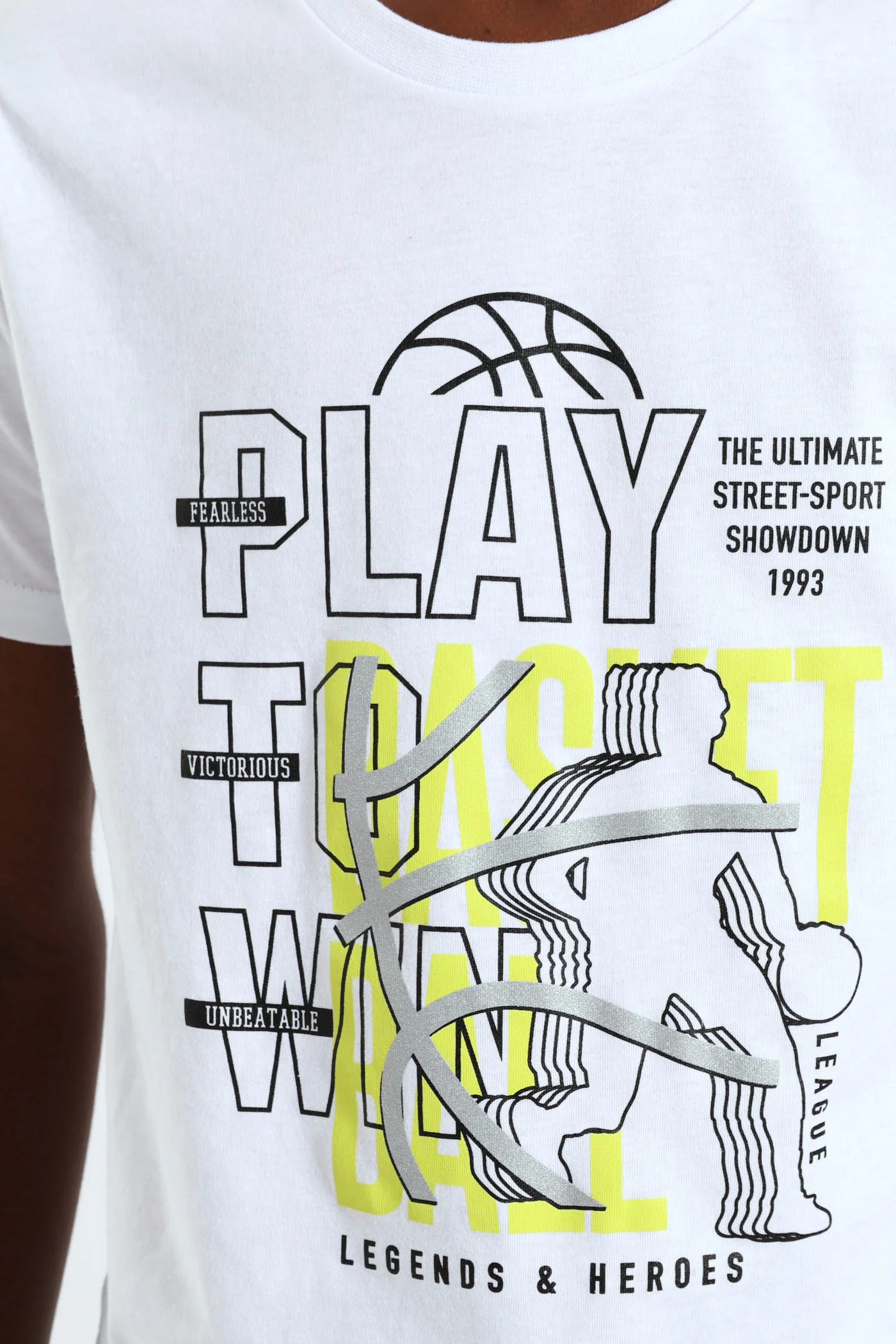 Boys Play Basketball Print Tee - White - Image 2