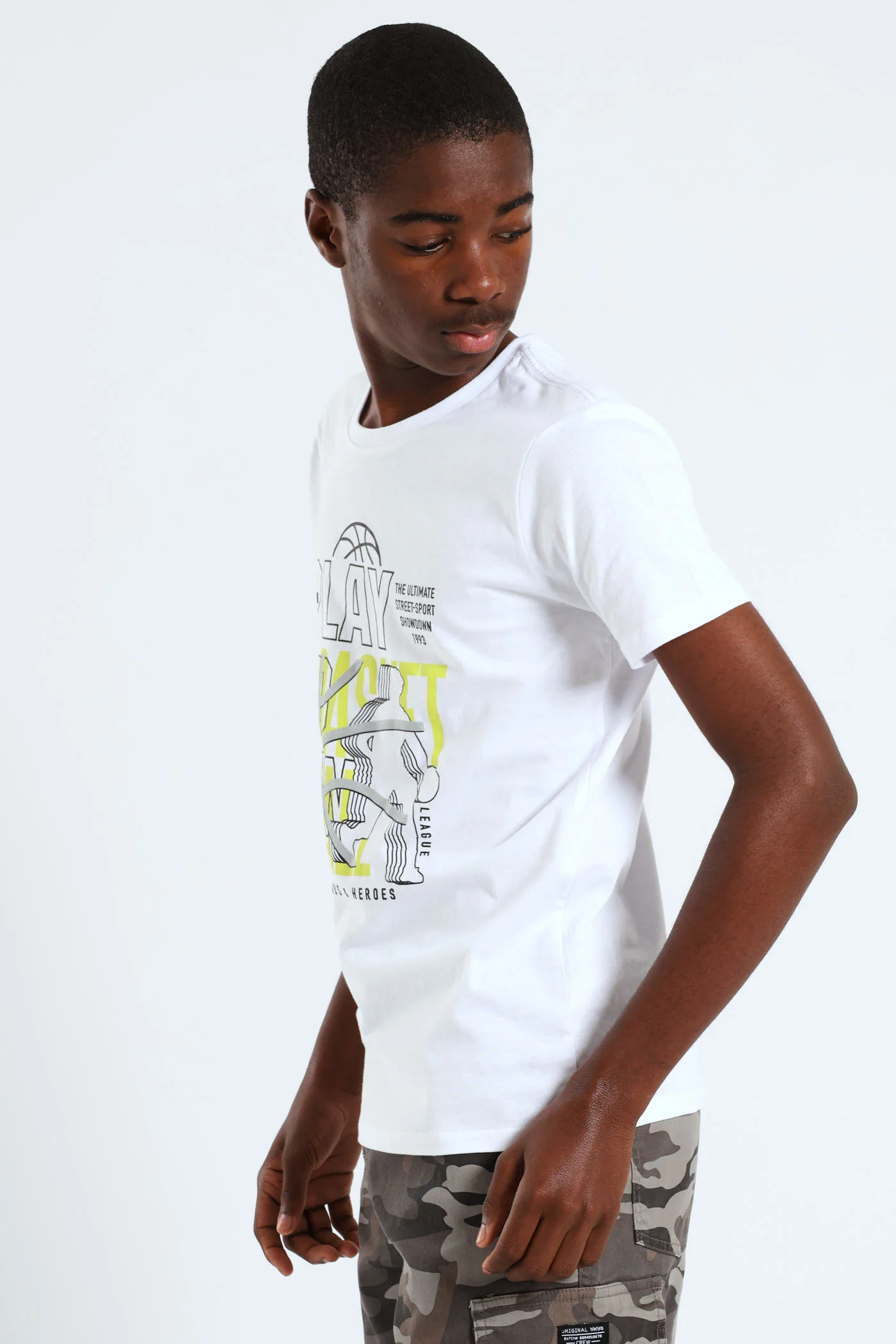 Boys Play Basketball Print Tee - White - Image 3