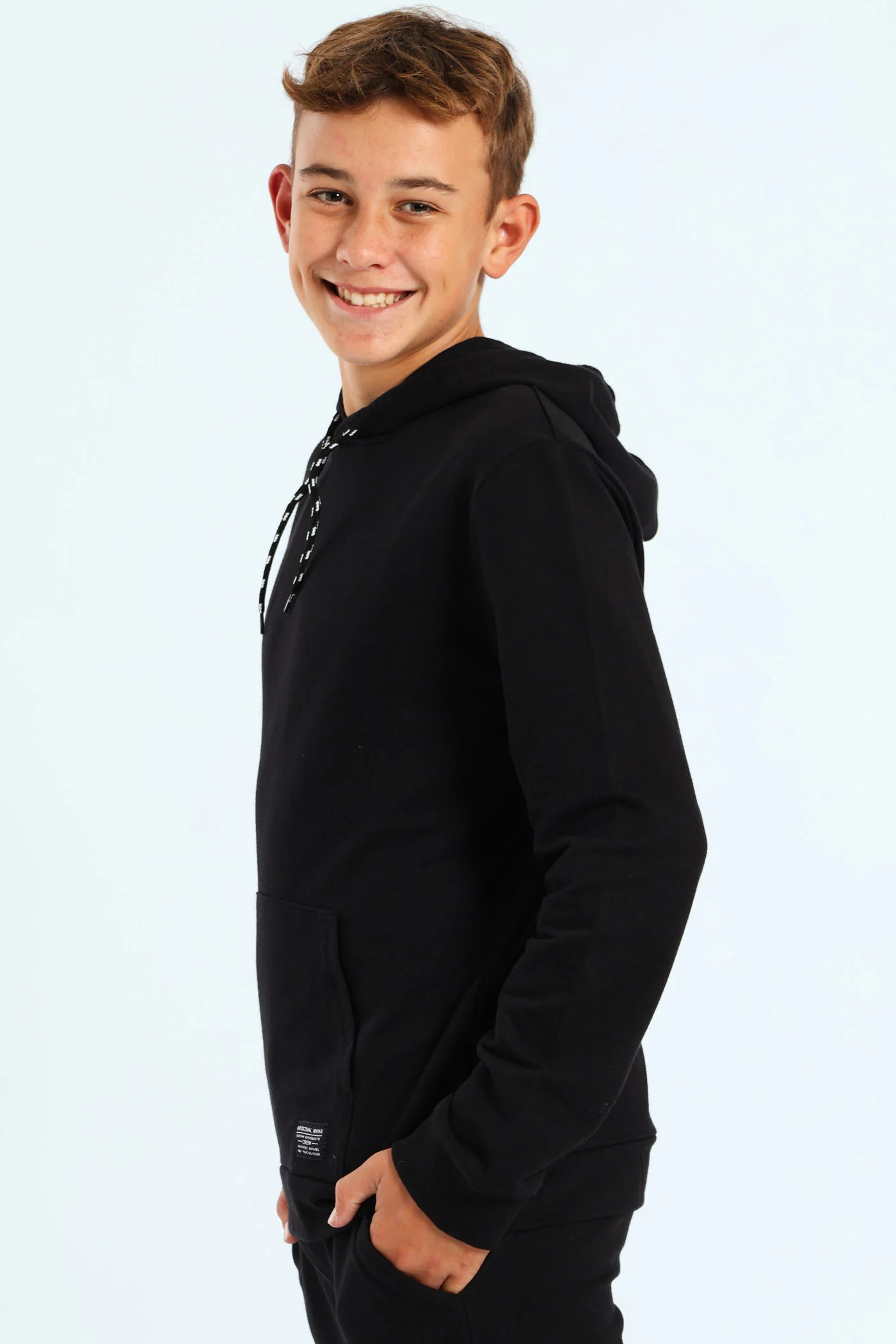 Boys Pocket Fleece Hoody - Black - Image 2