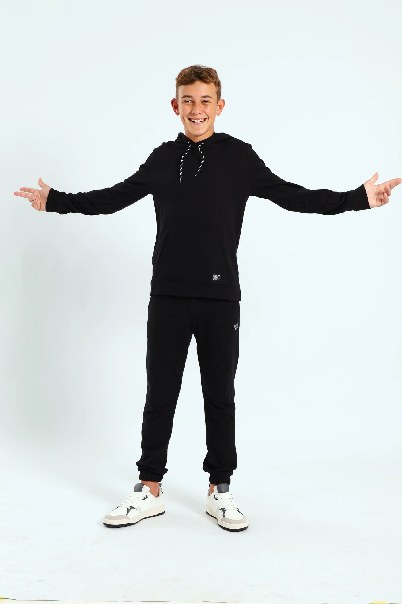 Boys Pocket Fleece Hoody - Black - Image 4
