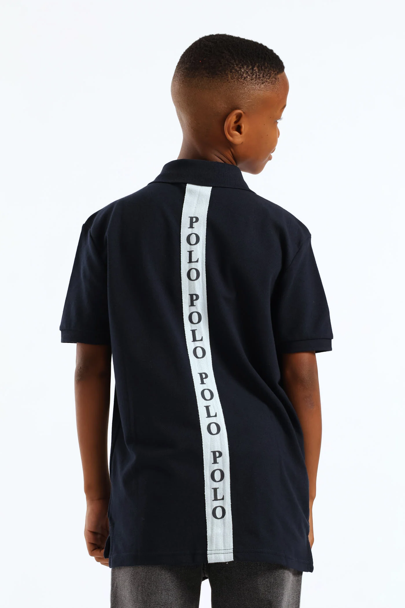 Boys Preston Back Tape Golfer - Navy - Image 3