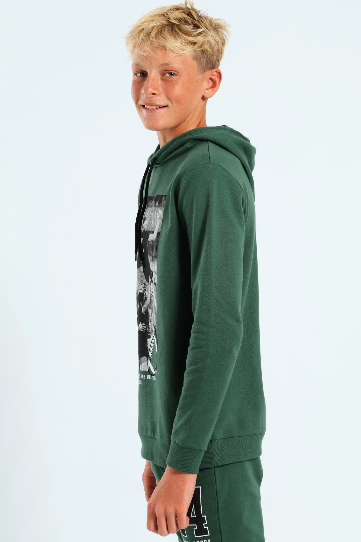 Boys Print Hoody - Green - Image 3