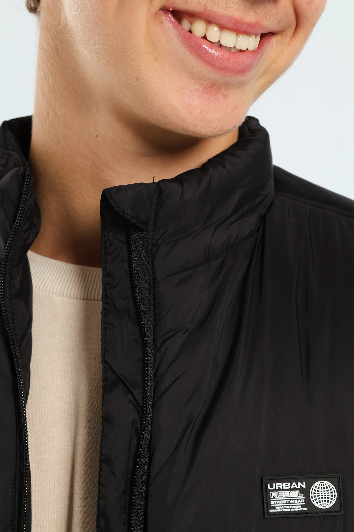 Boys Printed Pullers Sleeveless Puffer Jacket - Black - Image 2