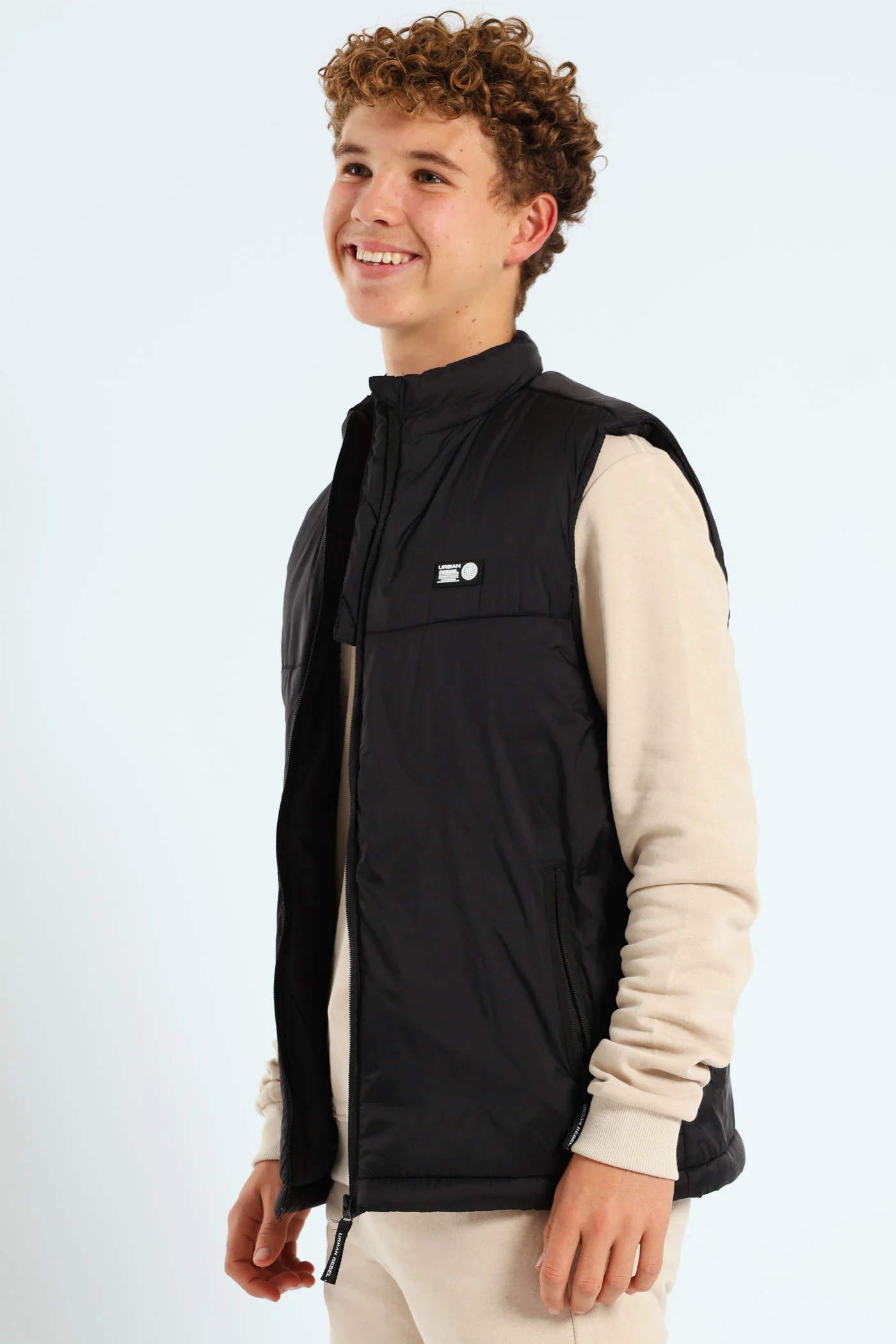 Boys Printed Pullers Sleeveless Puffer Jacket - Black - Image 3