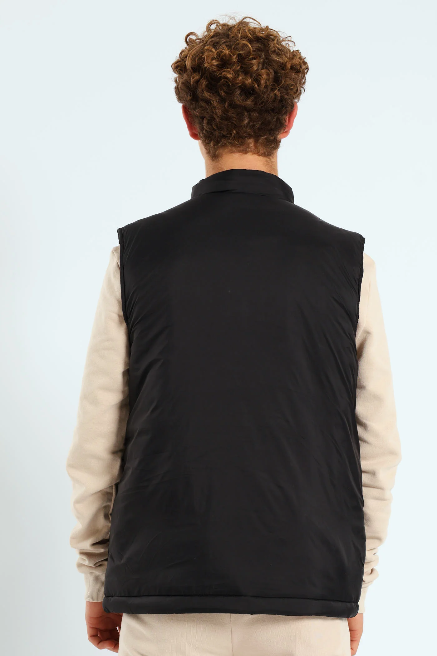 Boys Printed Pullers Sleeveless Puffer Jacket - Black - Image 4