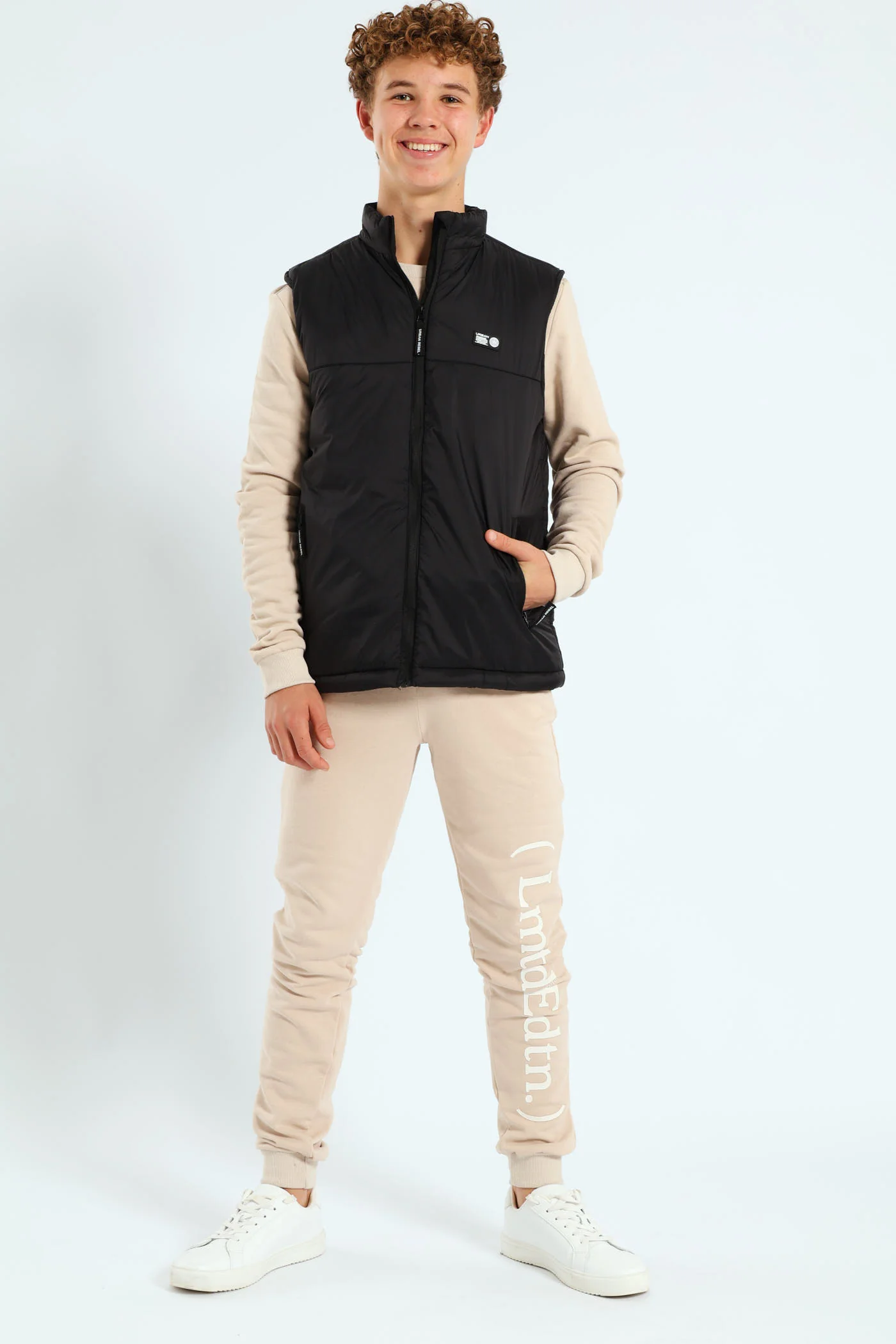 Boys Printed Pullers Sleeveless Puffer Jacket - Black - Image 5