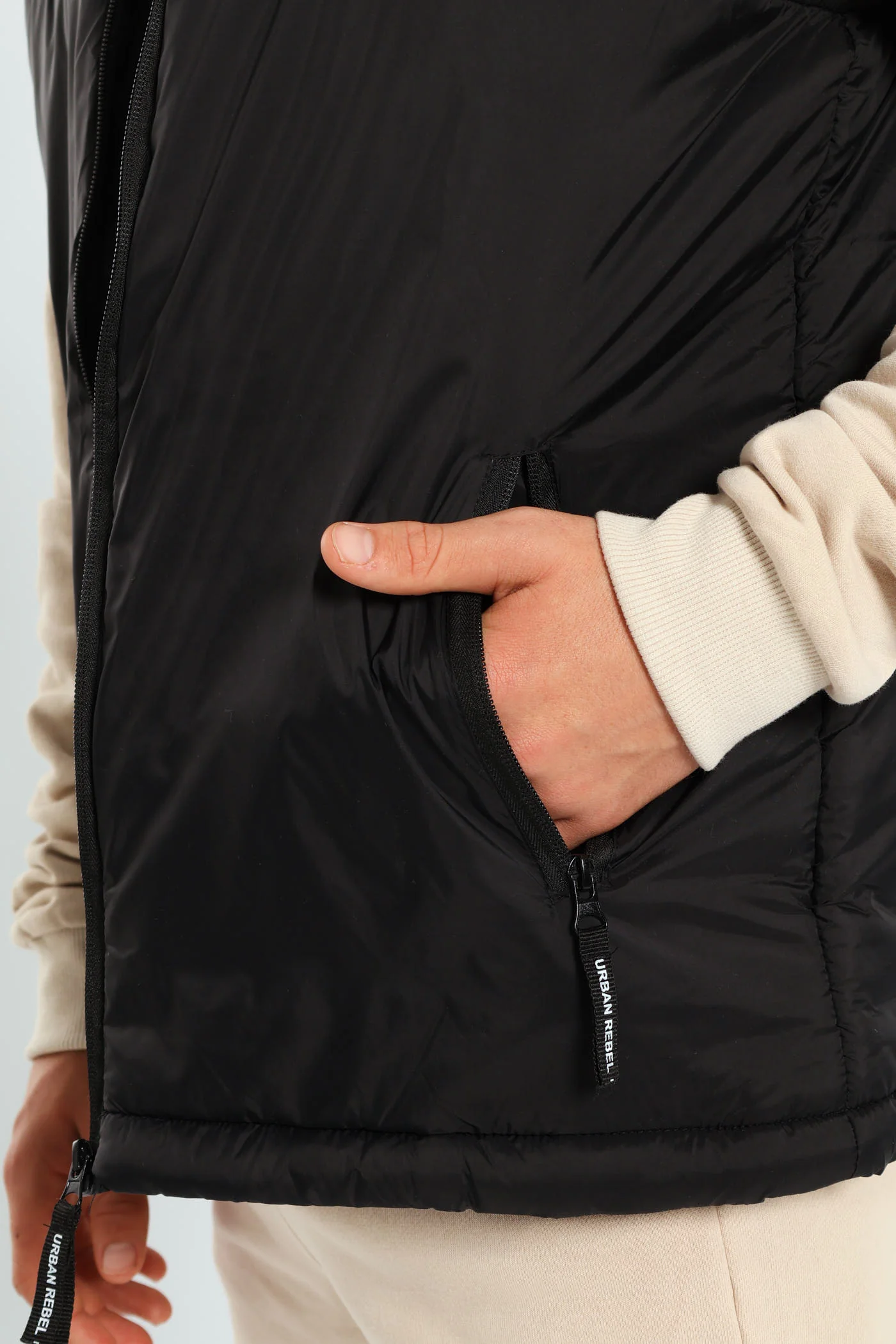 Boys Printed Pullers Sleeveless Puffer Jacket - Black - Image 7