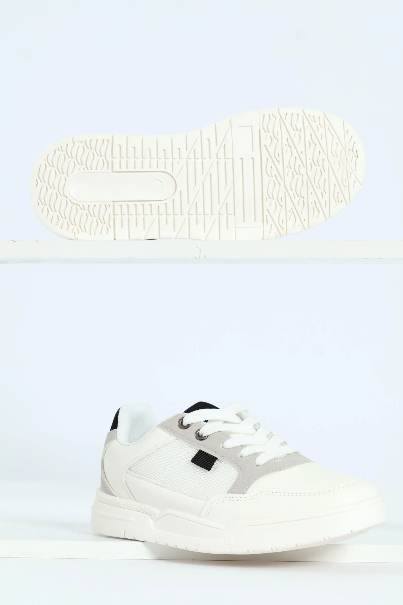 Boys Pu Mesh Sneaker - White - Image 7