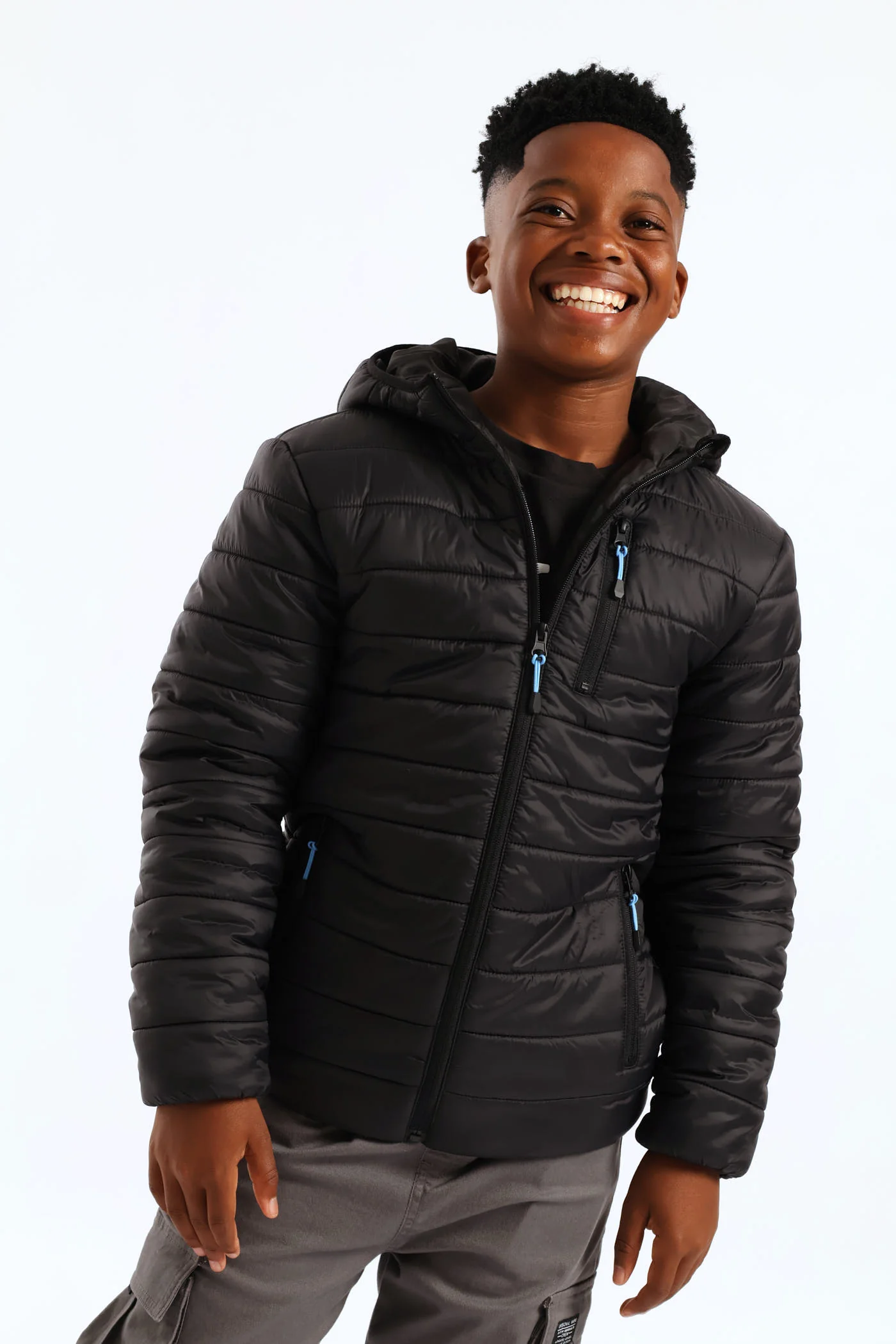 Boys Puffer Jacket - Black - Image 4