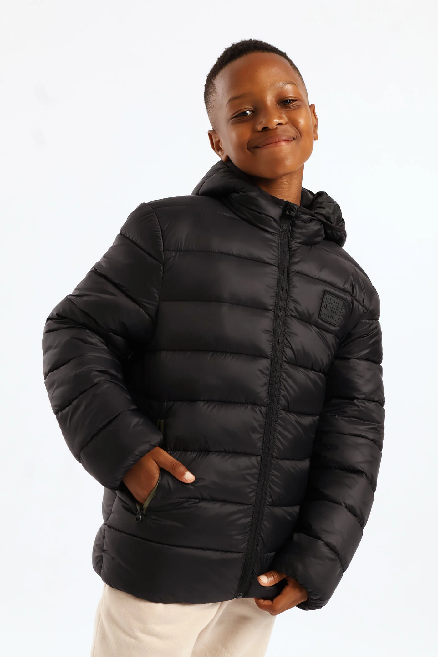 Boys Puffer Jacket - Black - Image 5