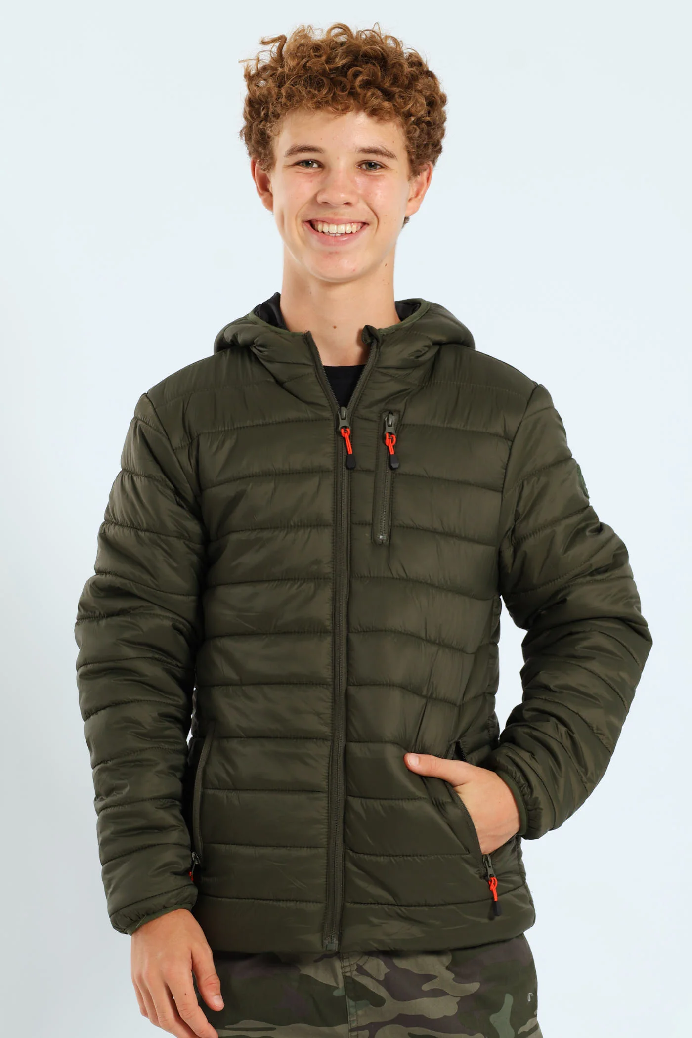 Boys Puffer Jacket - Olive - Image 2