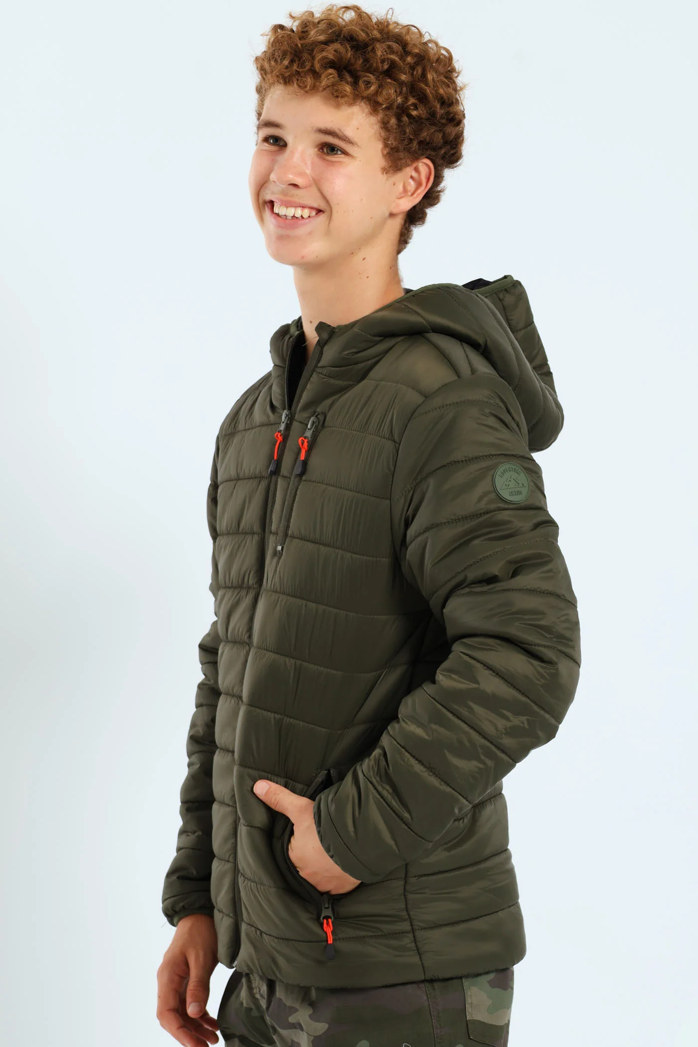 Boys Puffer Jacket - Olive - Image 5