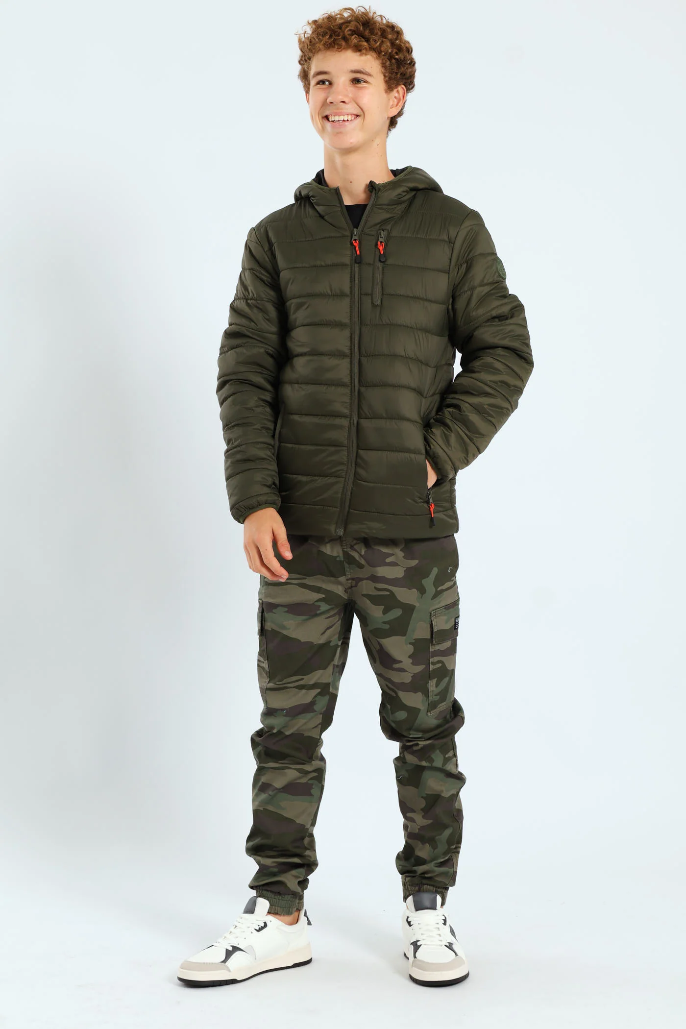 Boys Puffer Jacket - Olive - Image 6