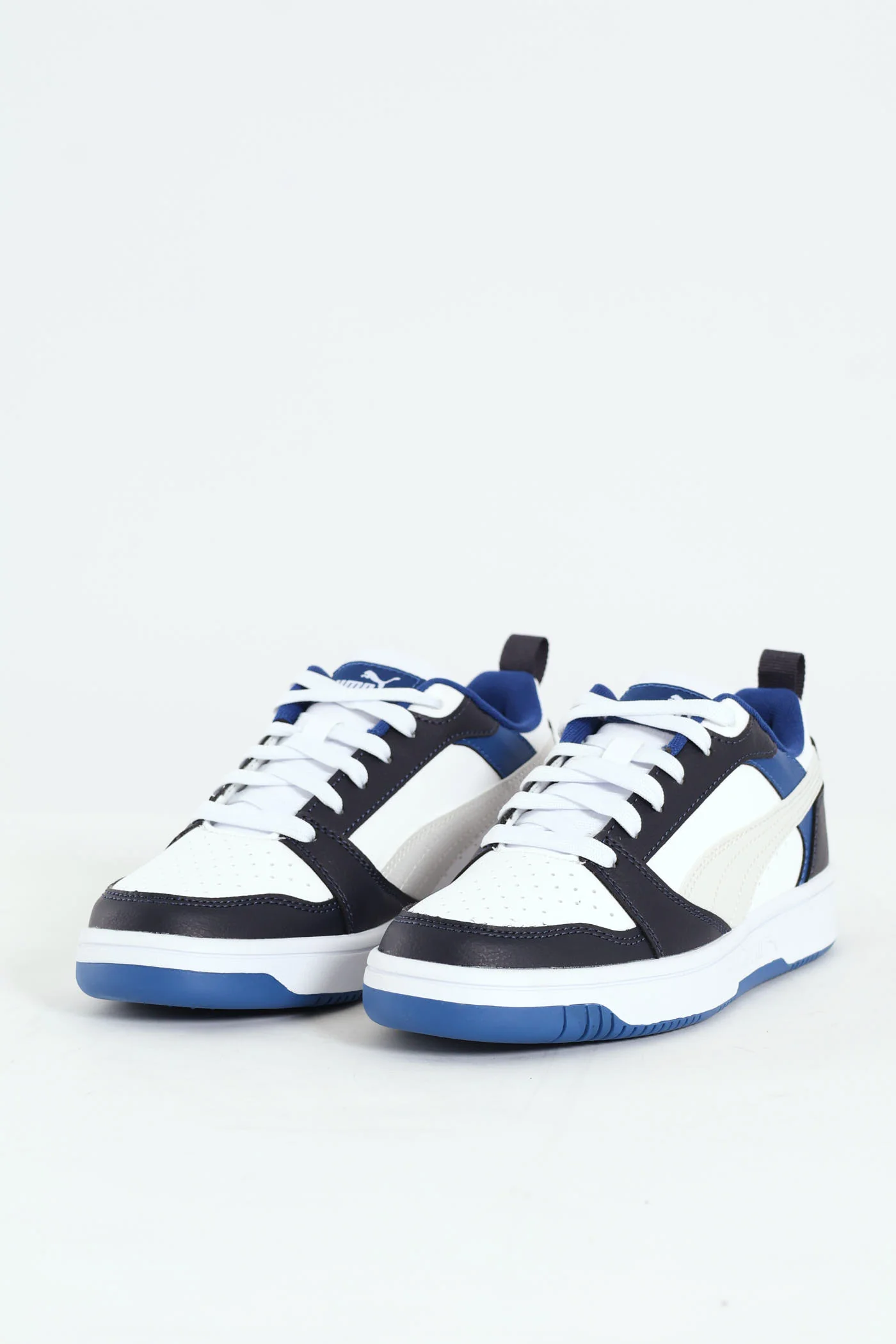 Boys Puma Rebound V6 Low Sneaker - White/Blue - Image 2