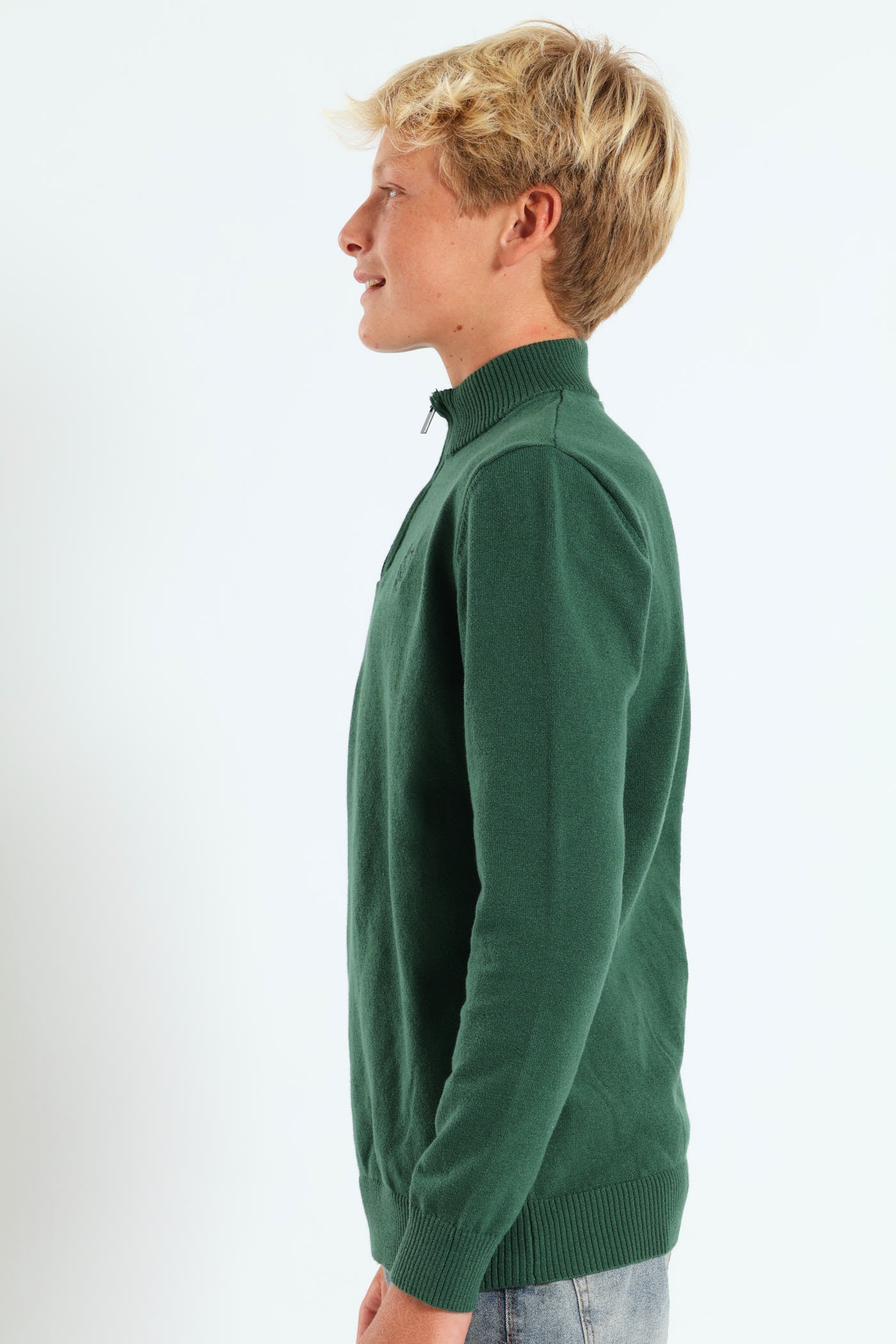 Boys Quarter Zip Lightweight Pullover - Green - Image 3