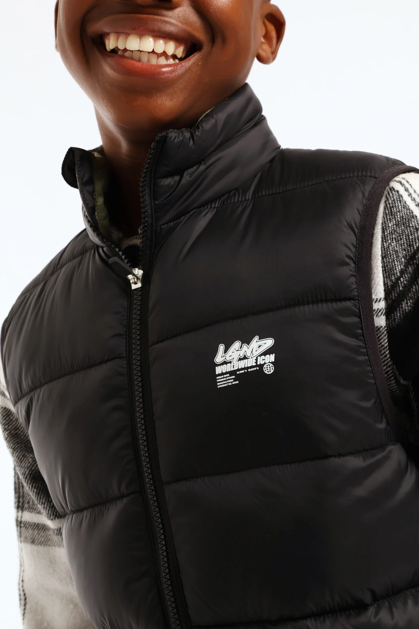Boys Quilted Padded Gilet - Black - Image 2
