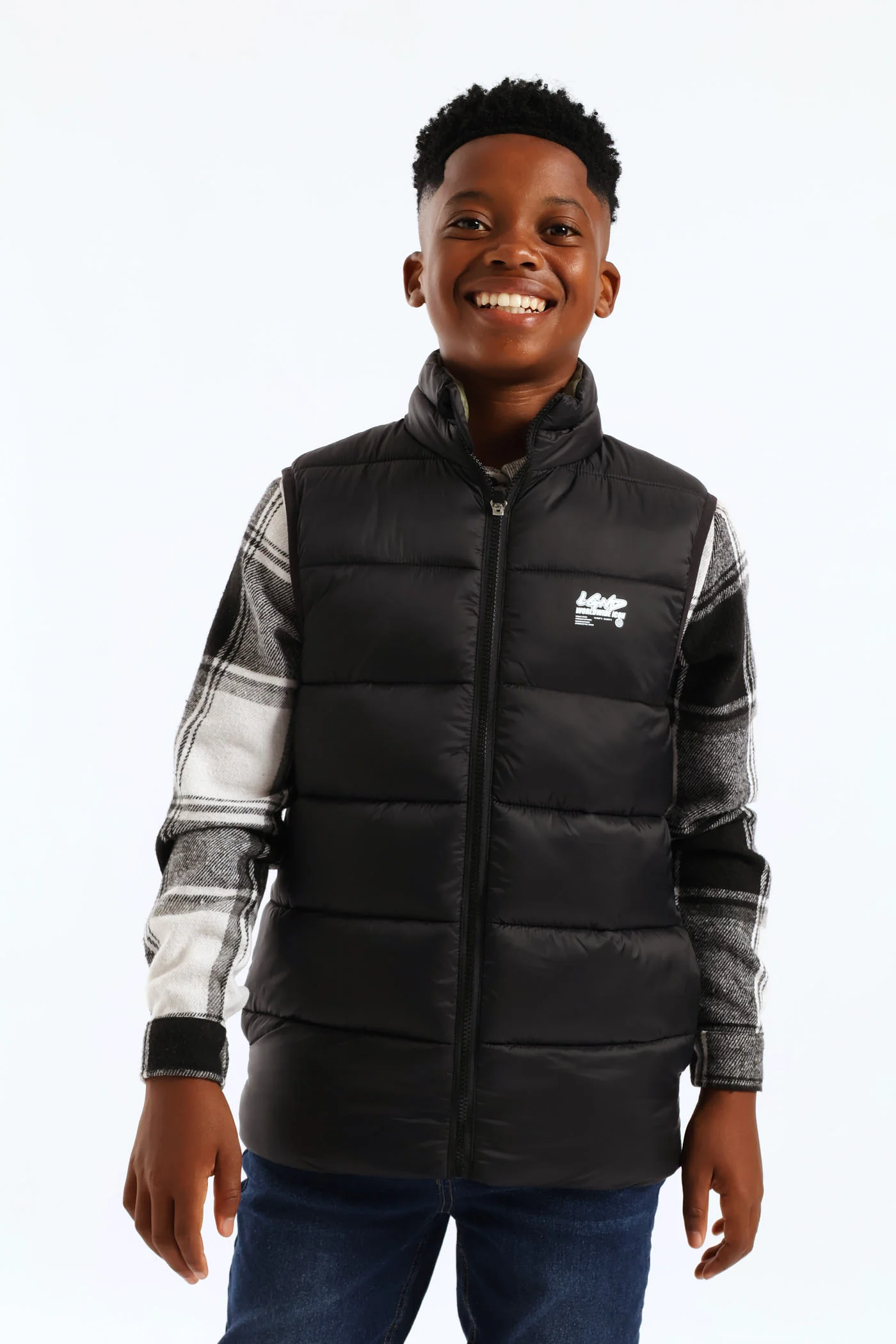 Boys Quilted Padded Gilet - Black - Image 3