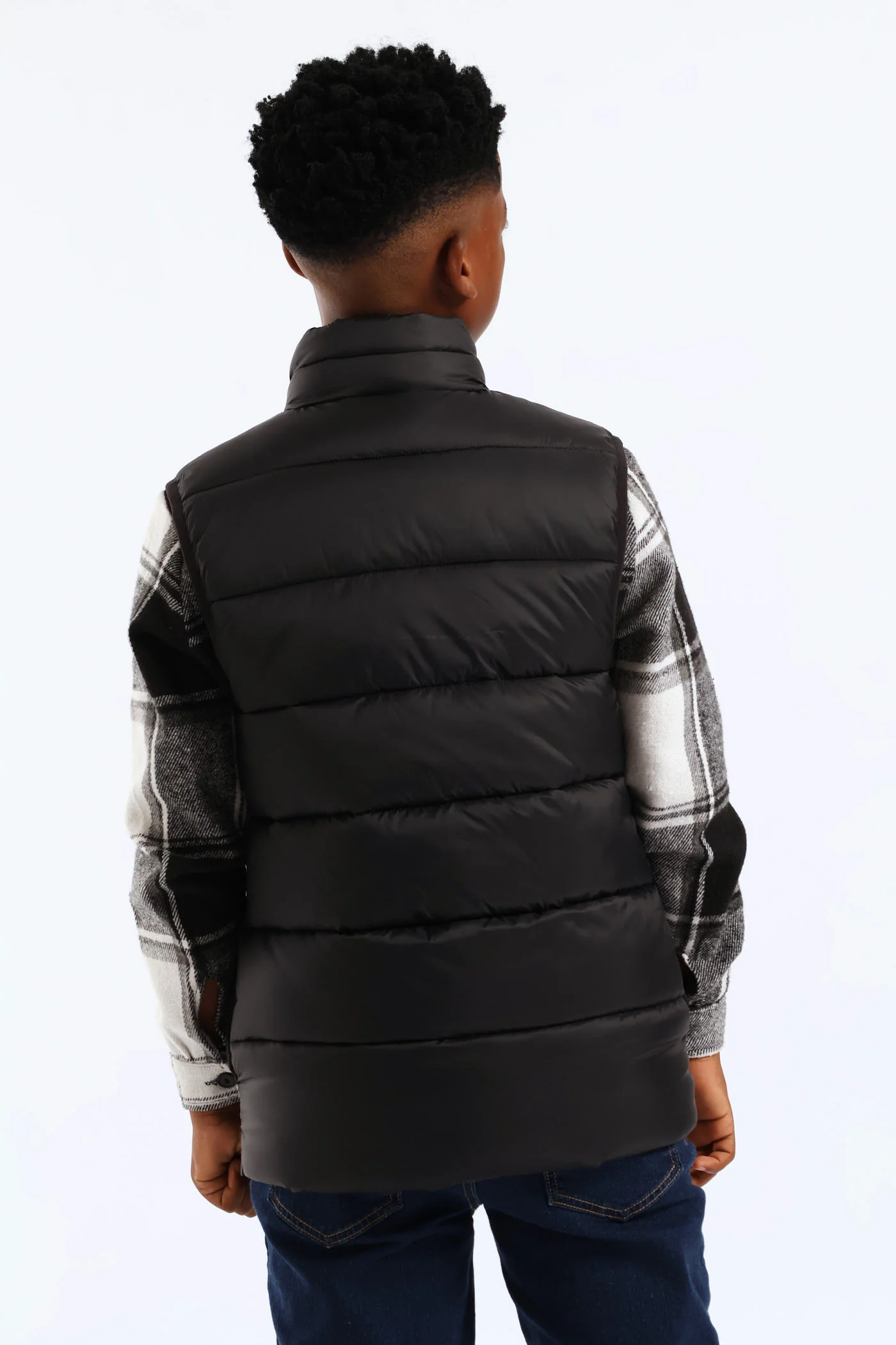 Boys Quilted Padded Gilet - Black - Image 5