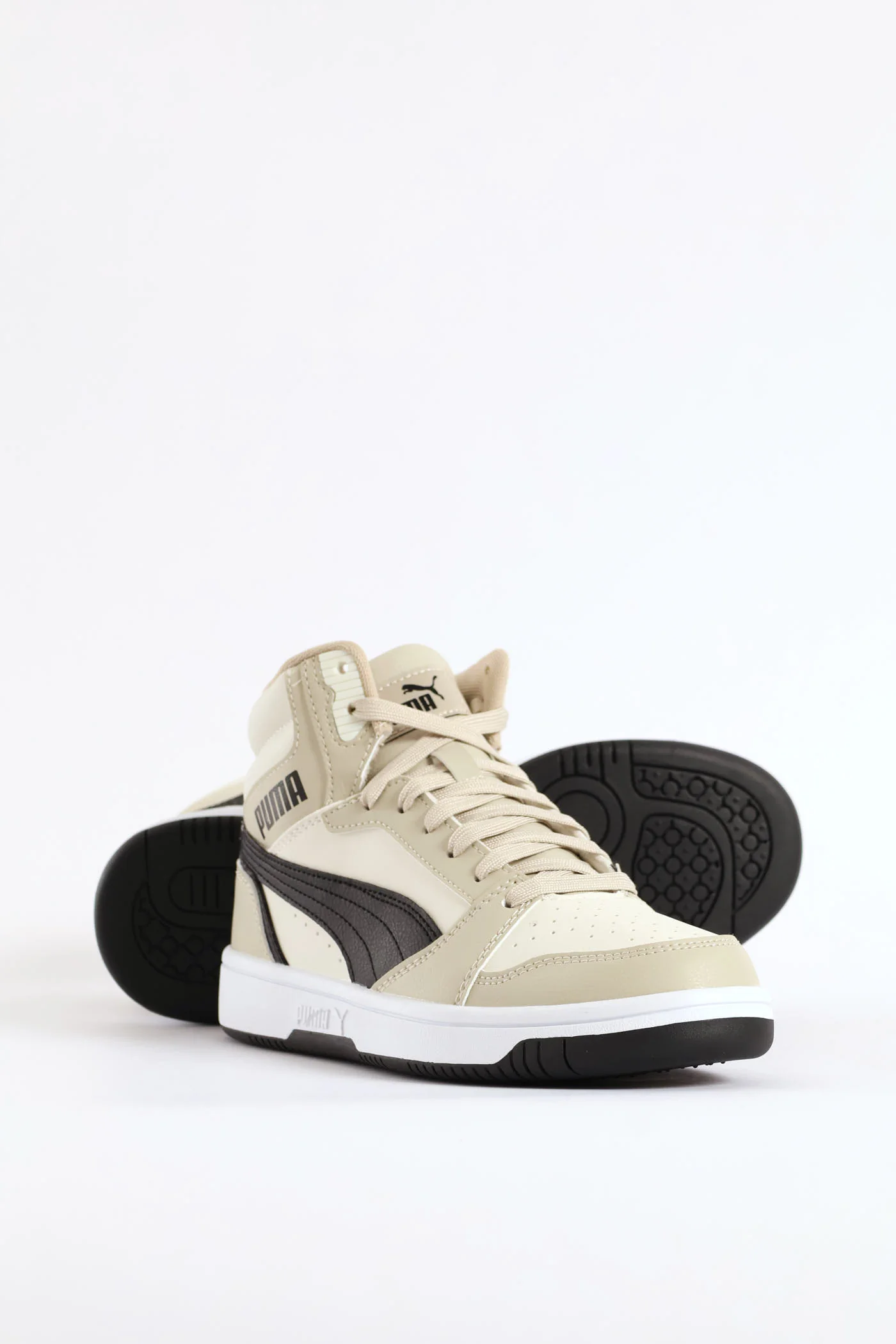 Boys Rebound V6 Mid Jr Sneaker - Black/Beige - Image 5