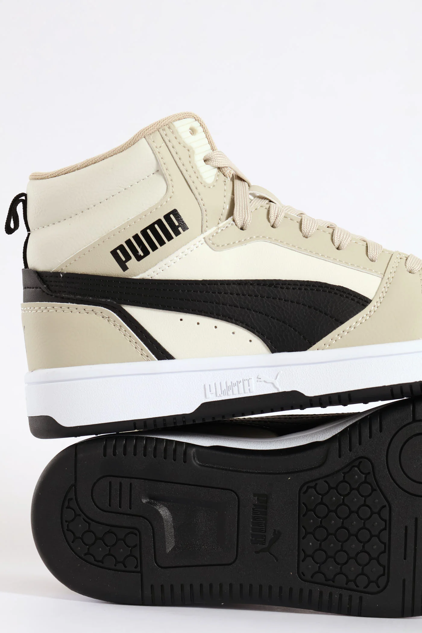 Boys Rebound V6 Mid Jr Sneaker - Black/Beige - Image 6