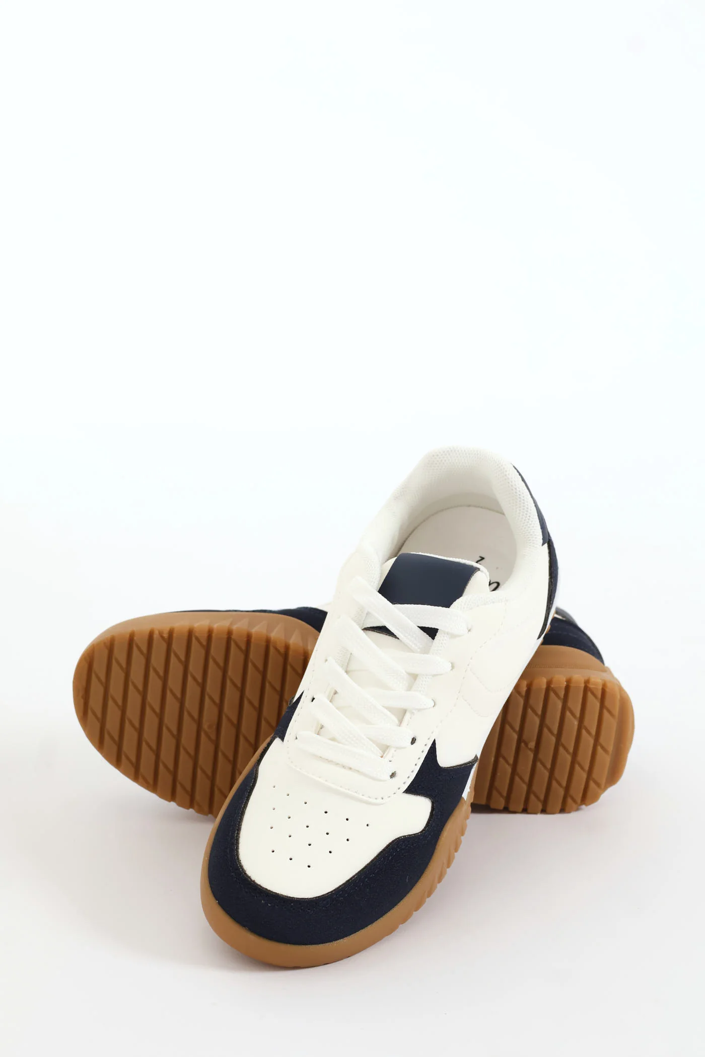 Boys Retro Court Sneaker - White/Blue - Image 2