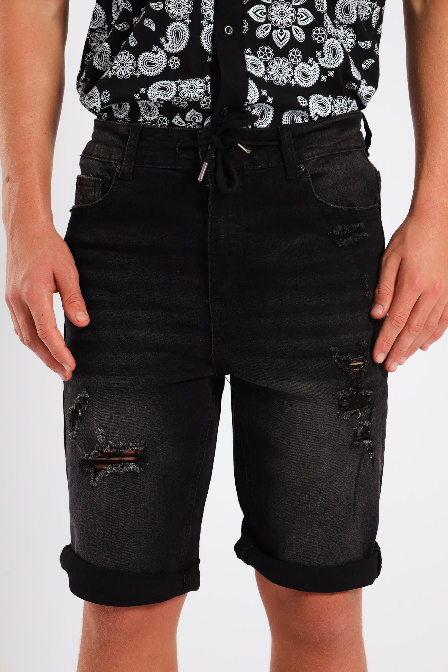 Boys Rip & Repair Denim Short - Black - Image 2