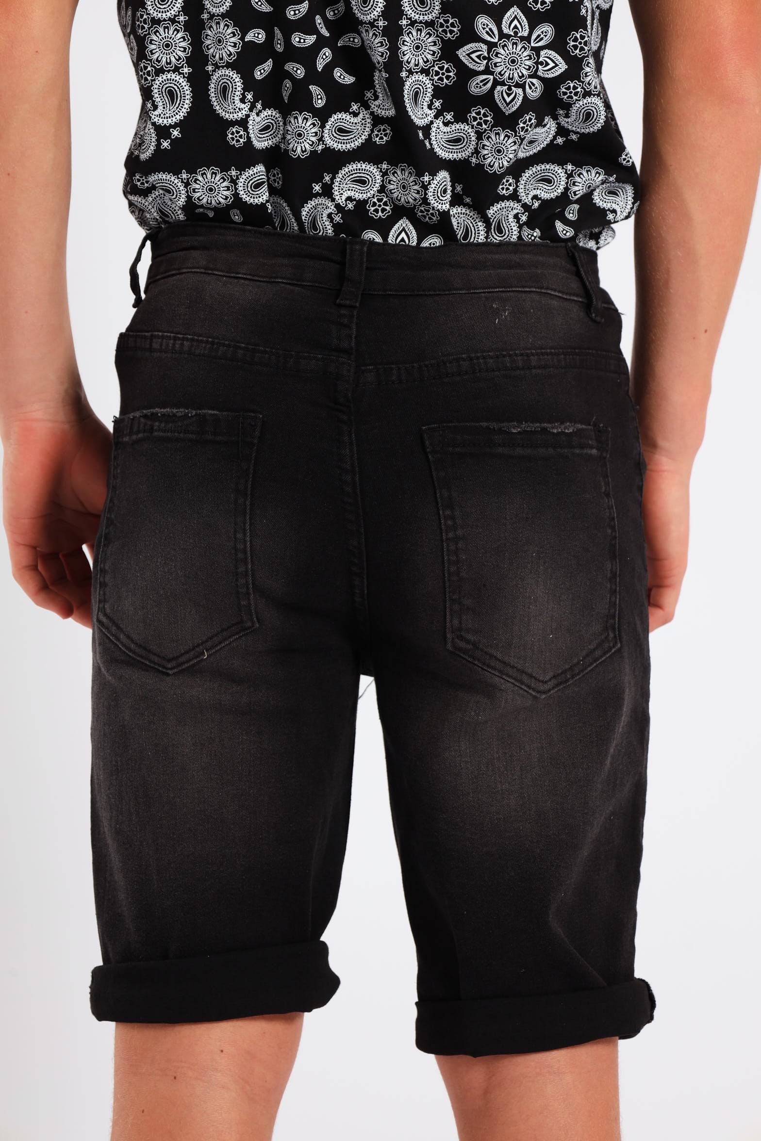 Boys Rip & Repair Denim Short - Black - Image 5