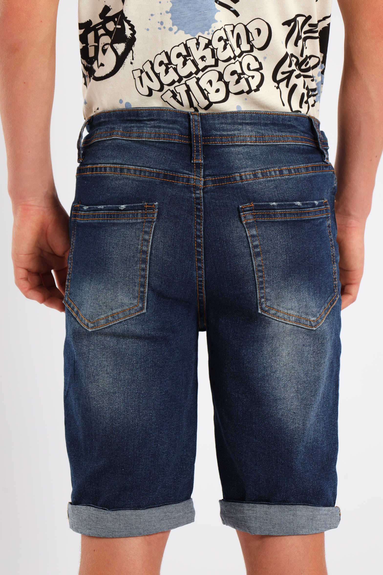 Boys Rip & Repair Denim Short - Blue - Image 4