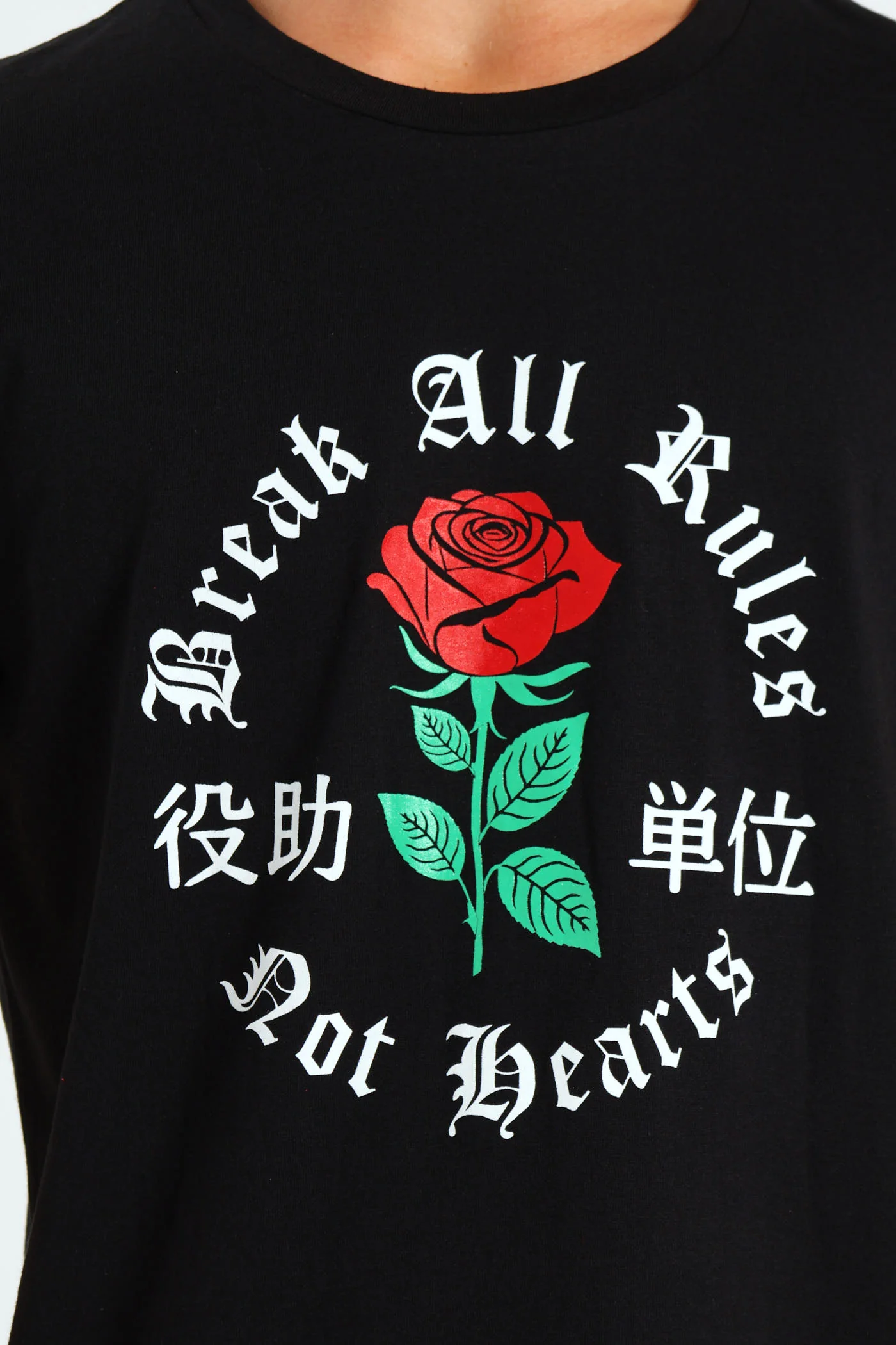 Boys Rose Print Tee - Black - Image 2