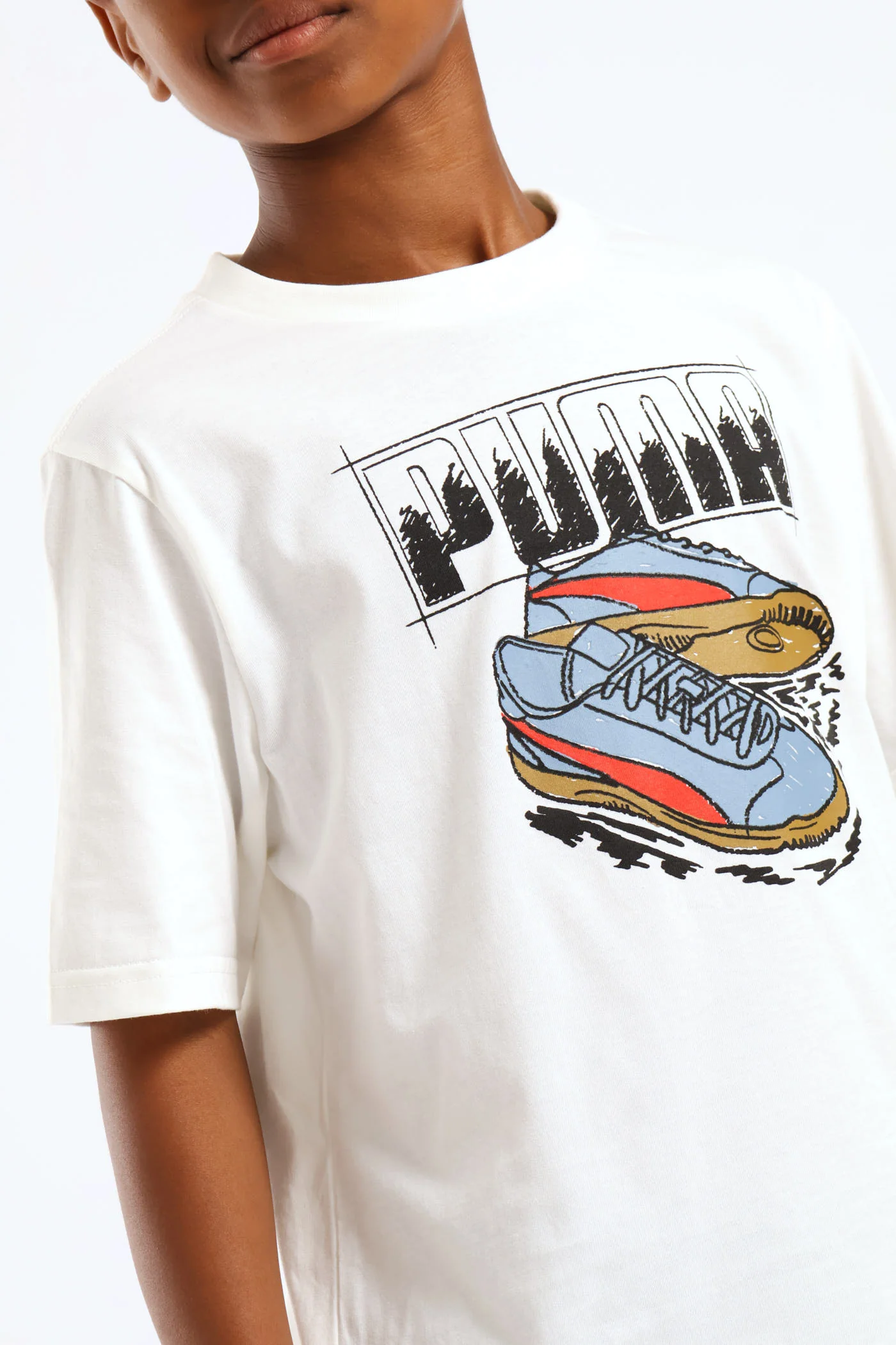 Boys Shoe Print Tee - White - Image 2
