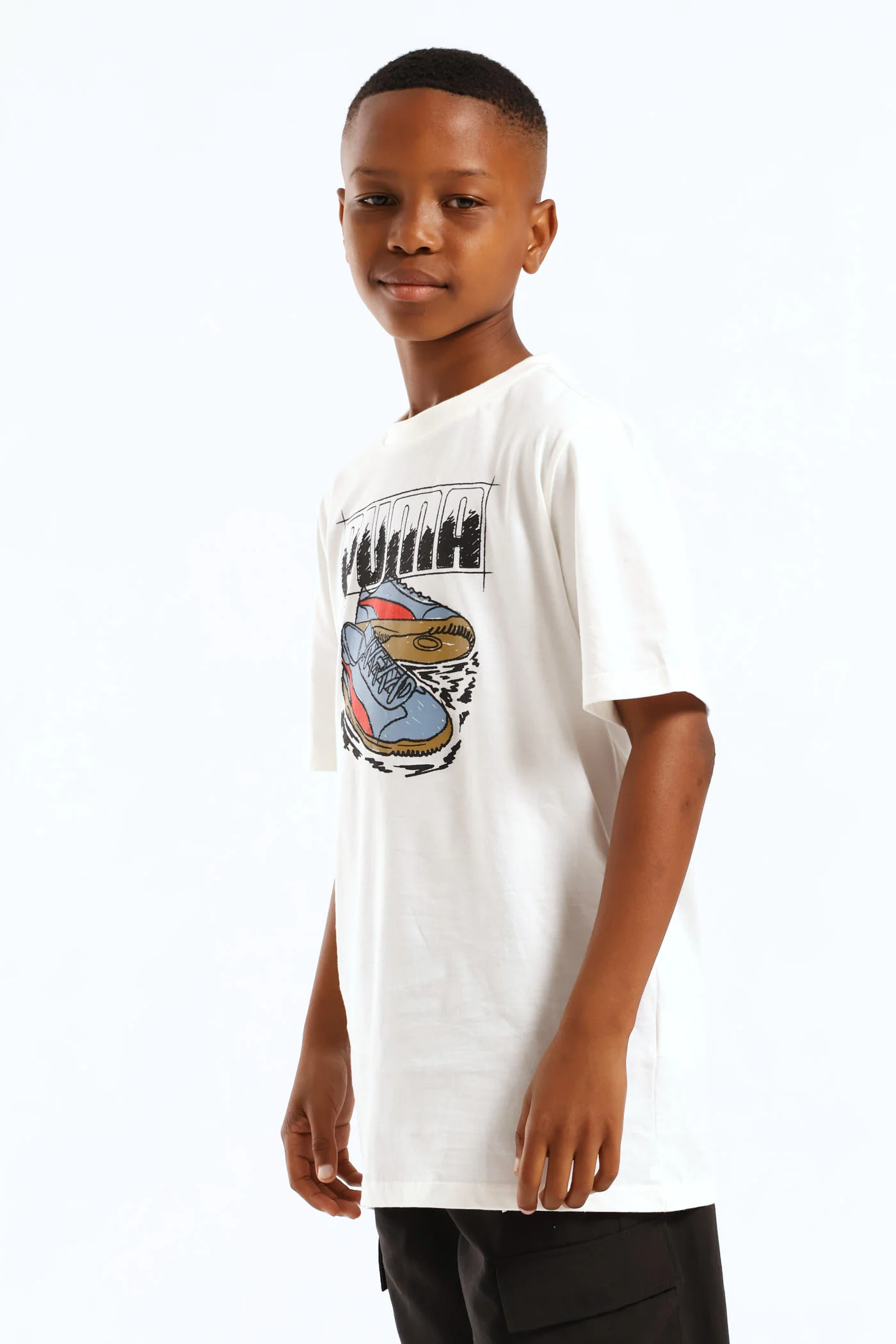 Boys Shoe Print Tee - White - Image 3