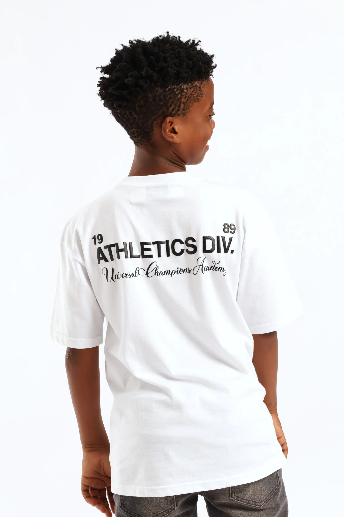 Boys Silcone Athletics Back Print Oversized Tee - White - Image 2