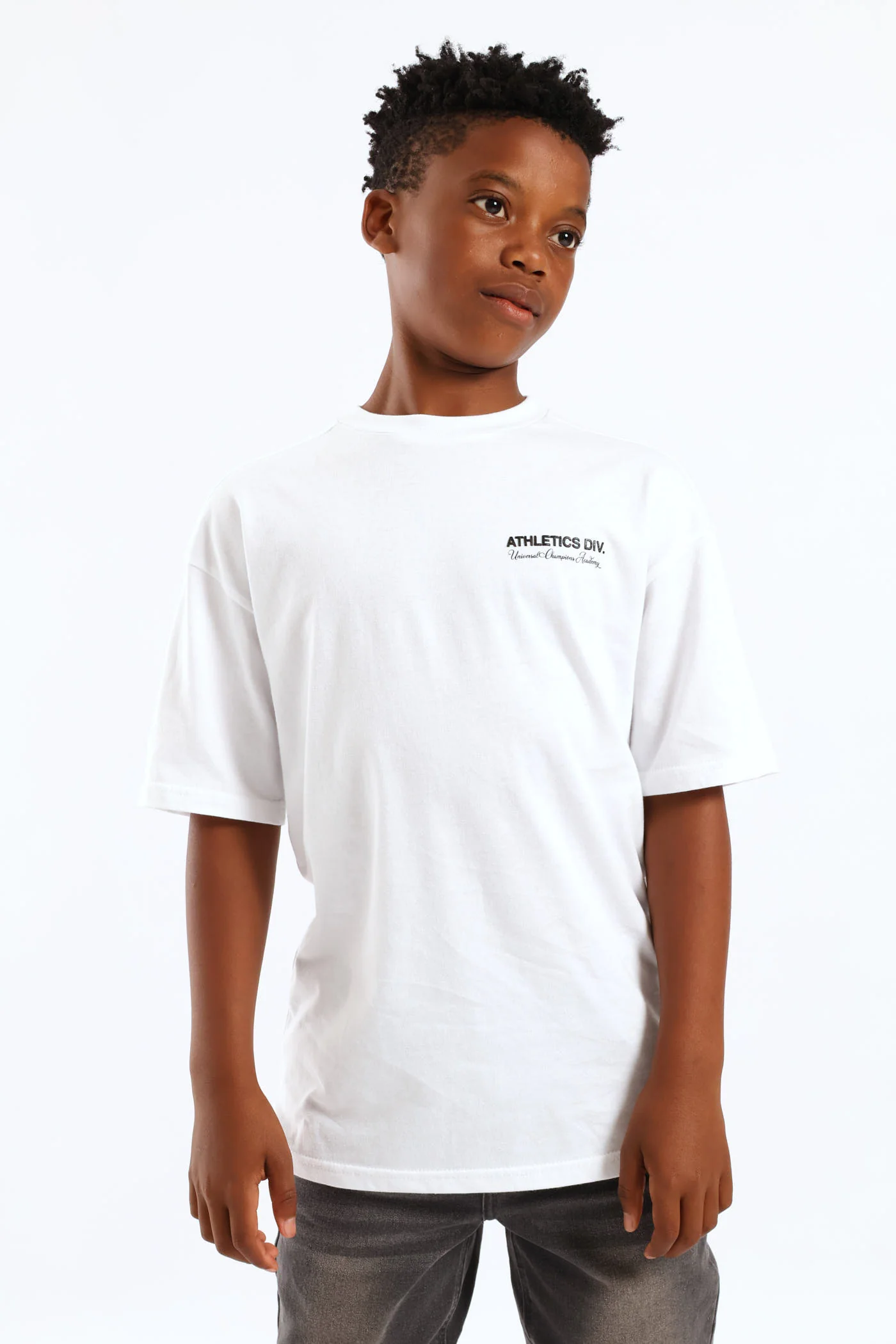 Boys Silcone Athletics Back Print Oversized Tee - White - Image 3