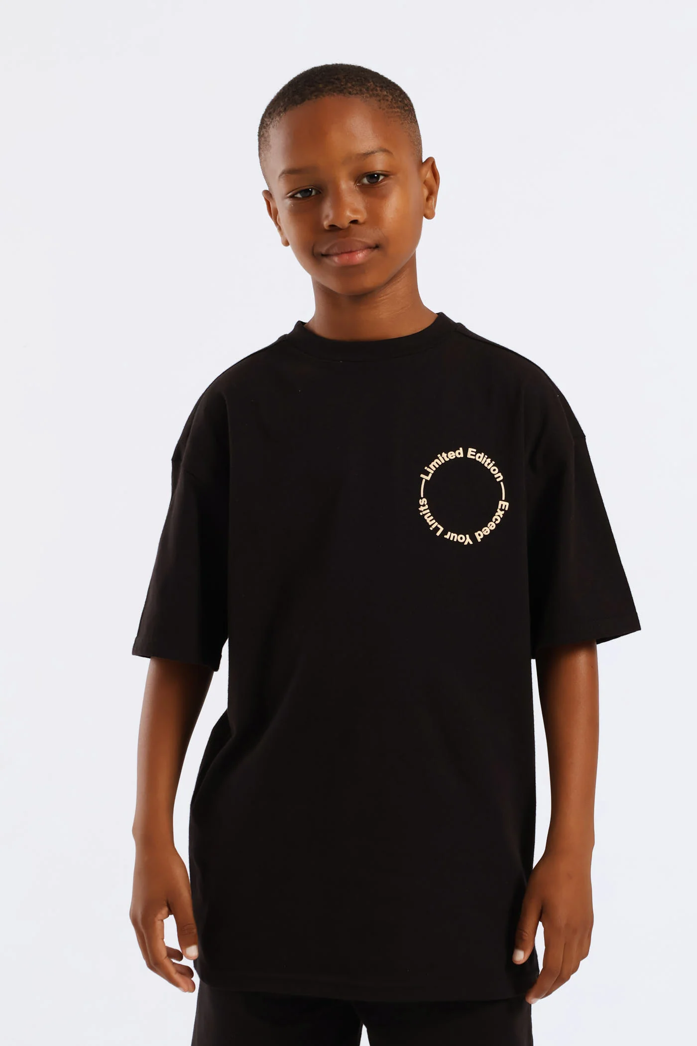Boys Silcone Back Print Oversized Tee - Black - Image 3