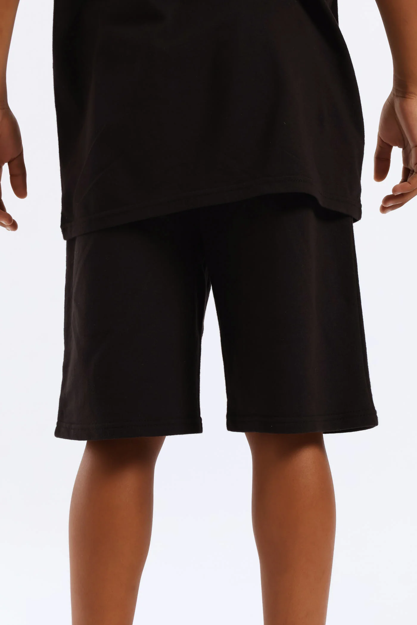 Boys Silcone Print Fleece Short - Black - Image 4