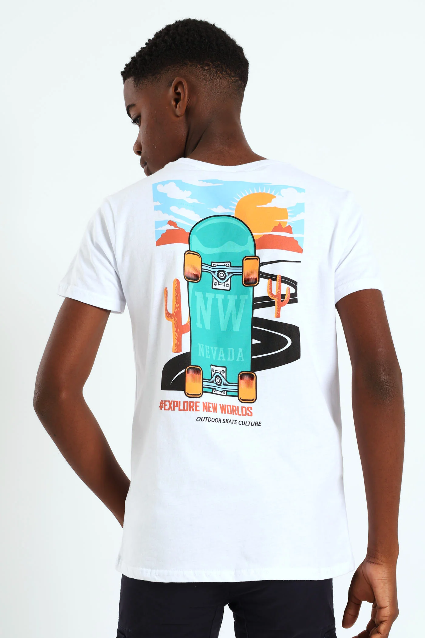 Boys Skate Front & Back Print Tee - White - Image 2