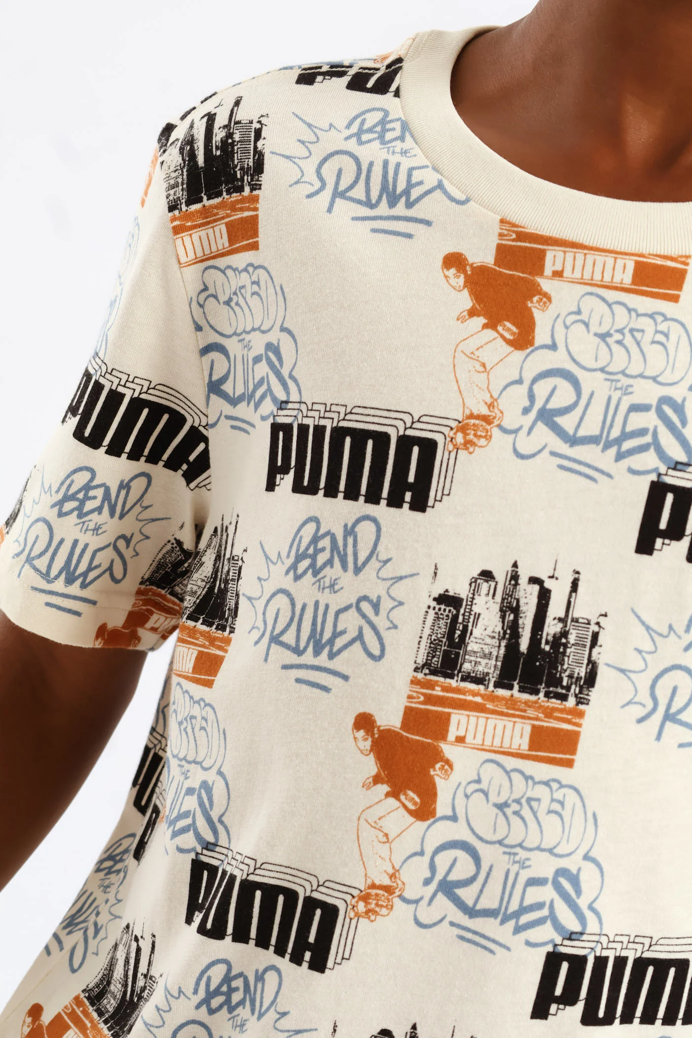 Boys Skate Print Tee - Stone - Image 2