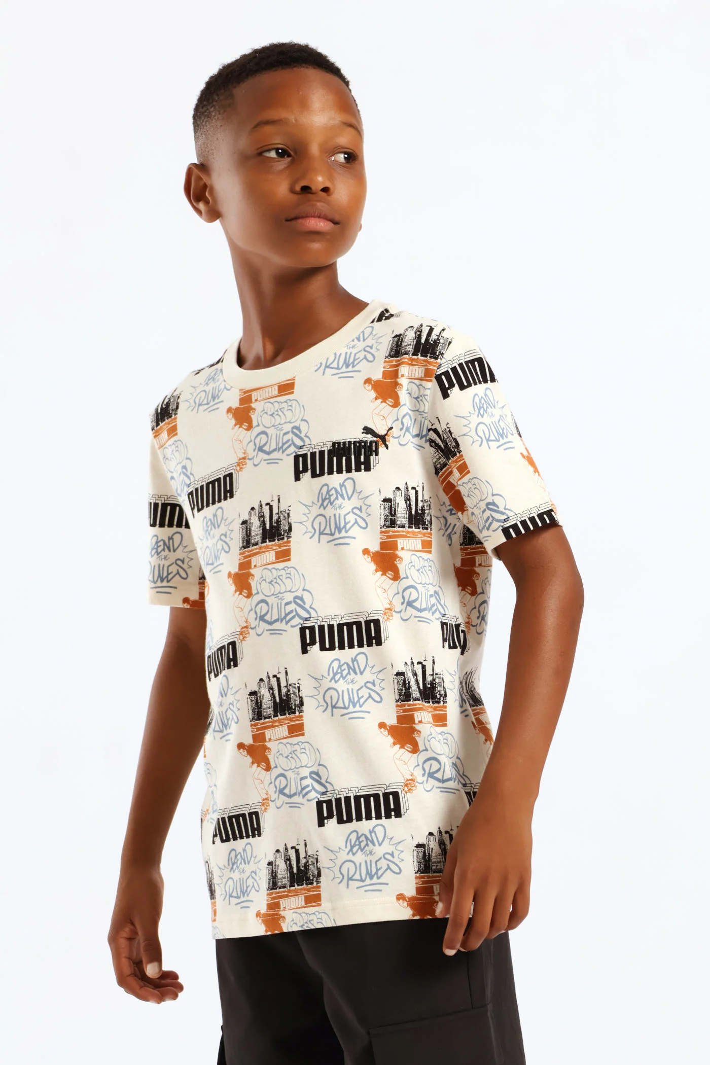 Boys Skate Print Tee - Stone - Image 3