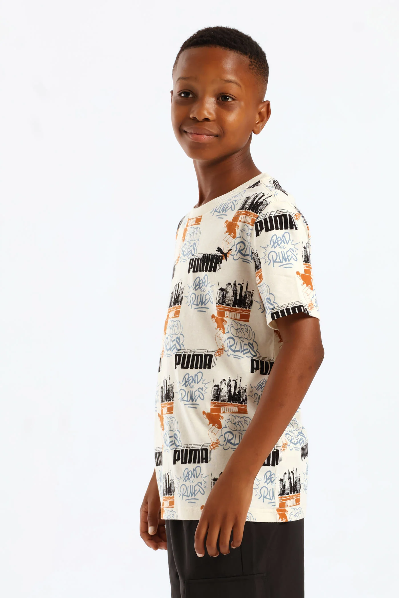 Boys Skate Print Tee - Stone - Image 4